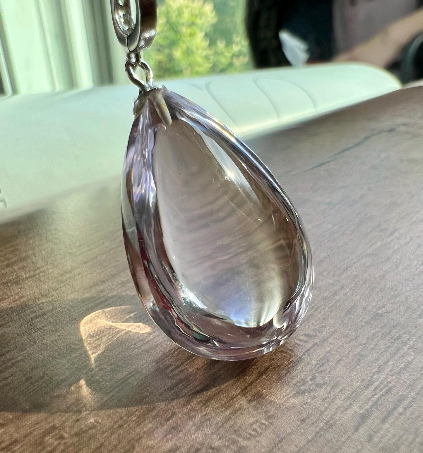 Natural Amethyst teardrop Pendant/Untreated high clarity Purple Amethyst pendant necklace/S925 天然精品 玻璃体紫水晶 水滴吊坠 纯银万能扣 纯银项链#1638