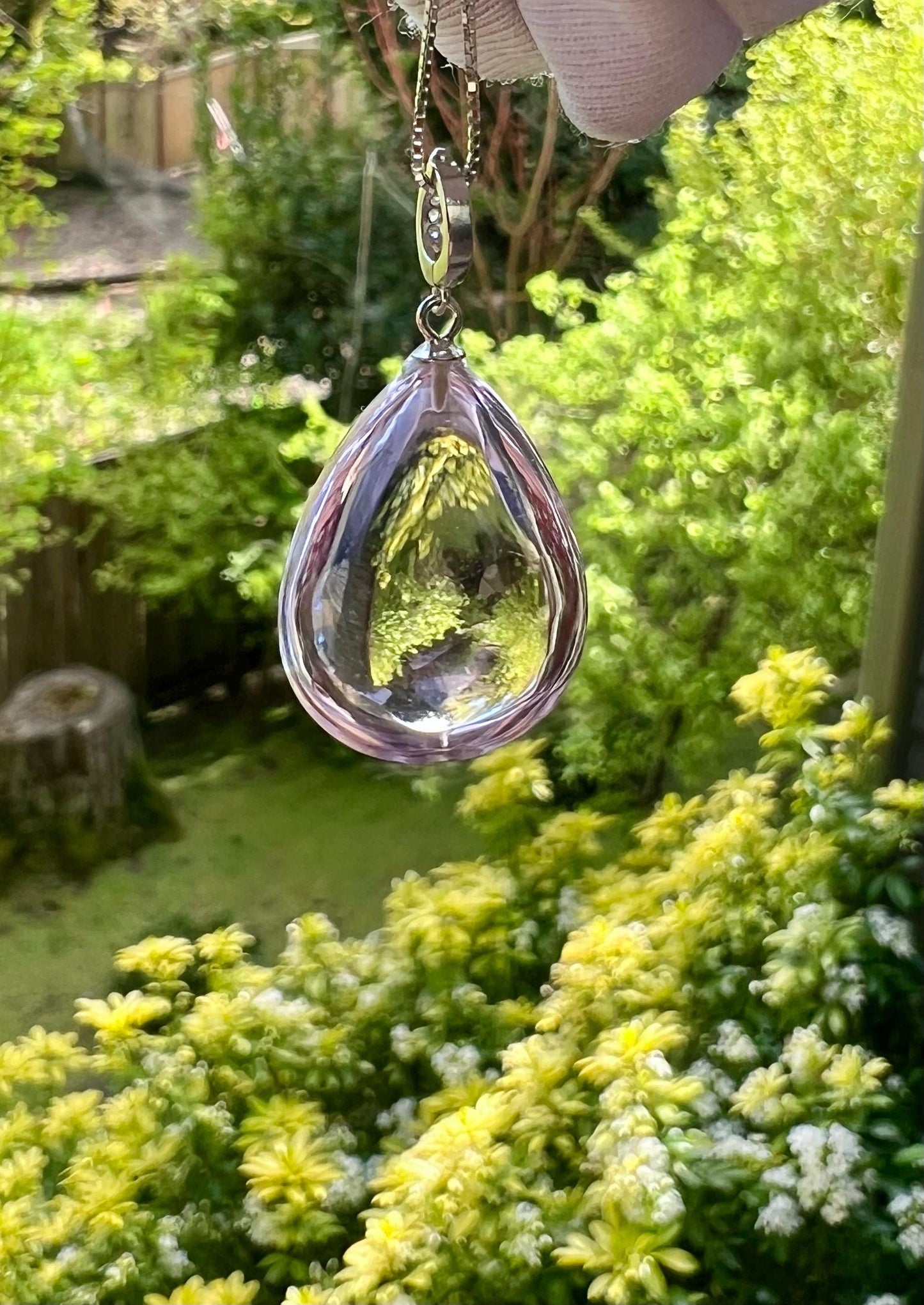 Natural Amethyst teardrop Pendant/Untreated high clarity Purple Amethyst pendant necklace/S925 天然精品 玻璃体紫水晶 水滴吊坠 纯银万能扣 纯银项链#1638