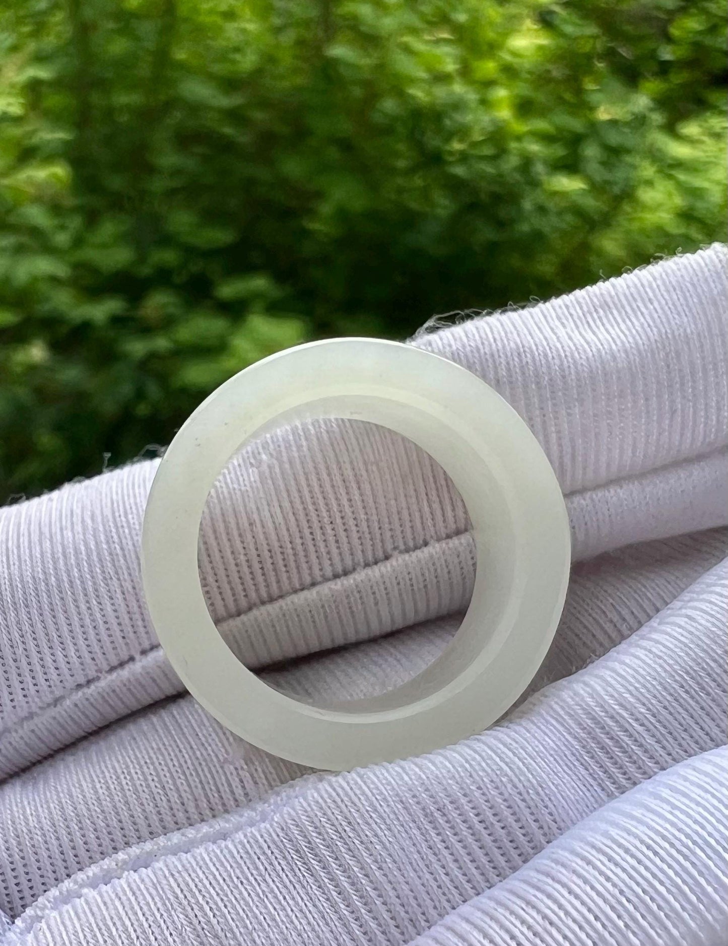 16.8mm Certified natural jade Qinghai white nephrite ring/nephrite band ring/straight cut ring 天然白玉戒指 指环 白润细糯 直切戒圈 扳指#4651 US size5.5+