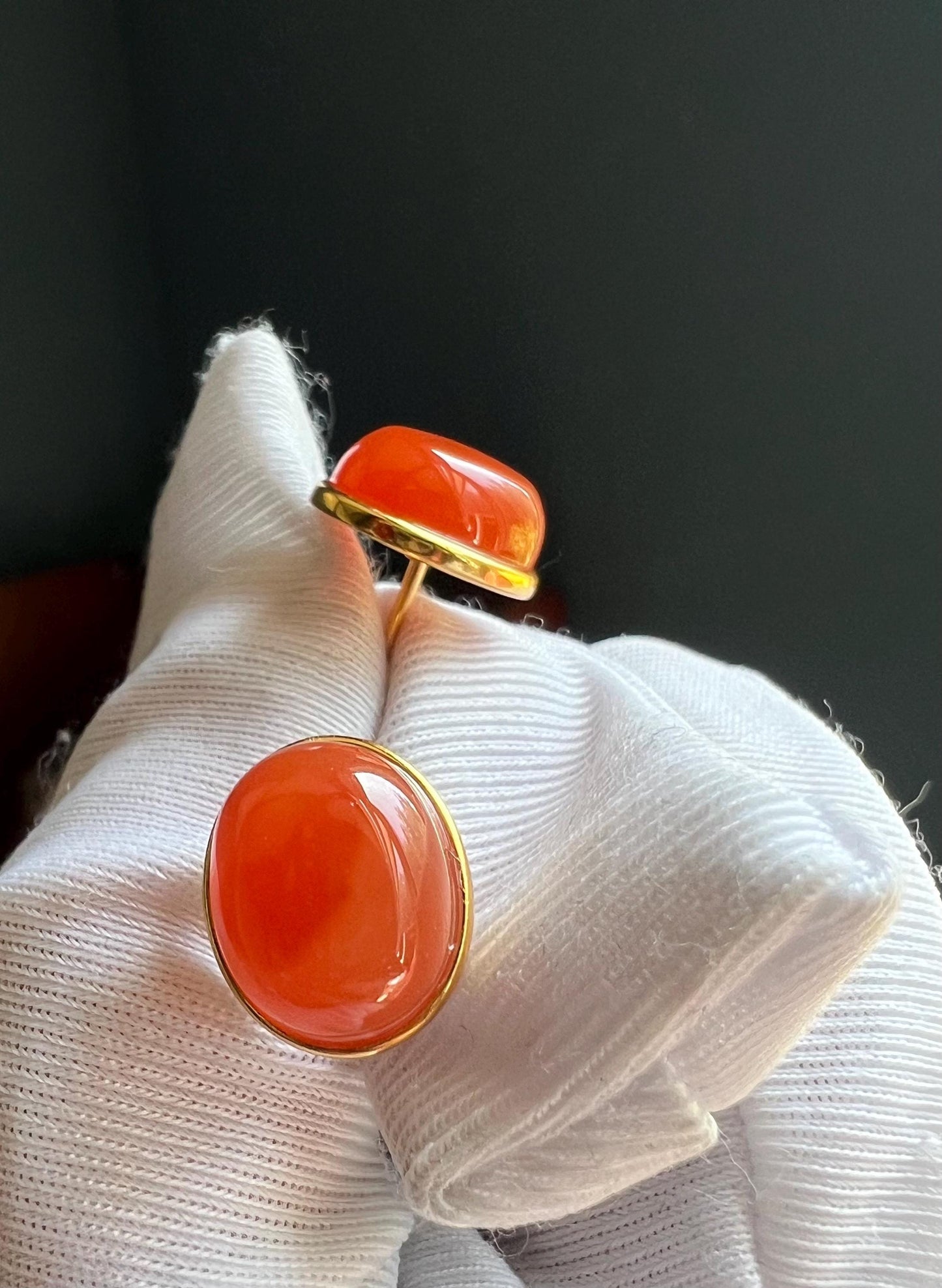 Certified natural Sichuan Nanhong agate earrings/Southern Red Agate oval stud earrings/sterling silver天然精品川料南红耳钉/纯银镶嵌#0306 蛋面耳钉/联合料