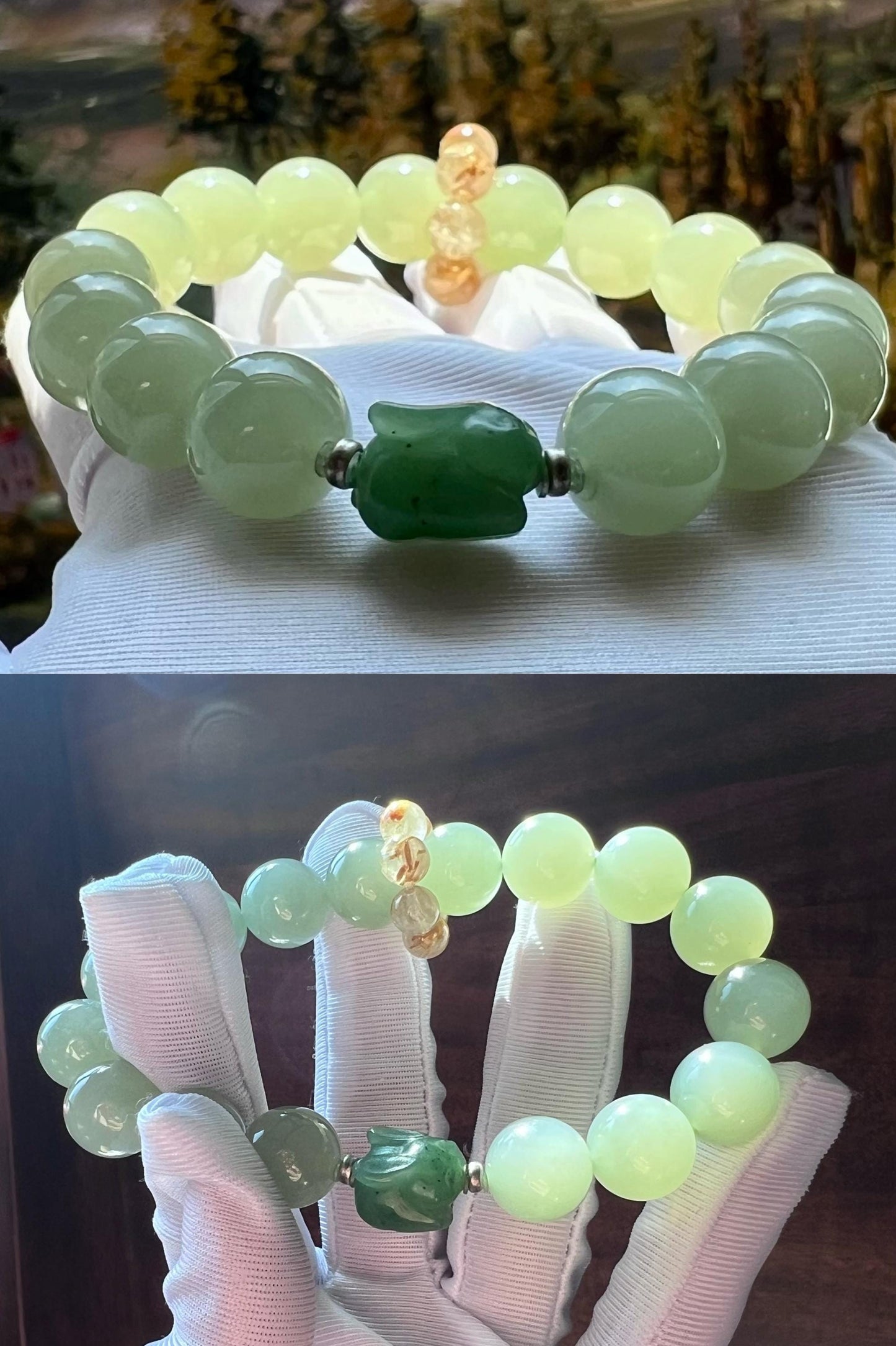 12mm Certified natural jade/Qingshui nephrite Bracelet/grape green nephrite/ 天然软玉 老料晴水手串 青提色 葡萄肉#1777 冰润细糯