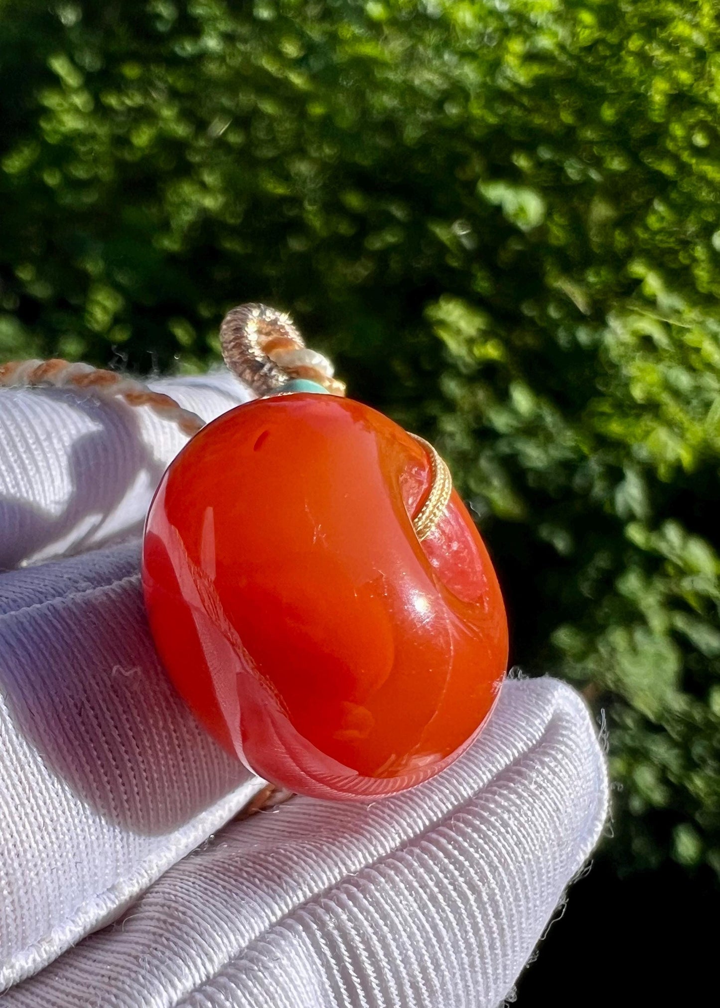 Certified natural Nanhong Agate circle Pendant necklace, Southern Red Agate safetyPendant,天然精品川料南红平安扣 吊坠 项链 #2659