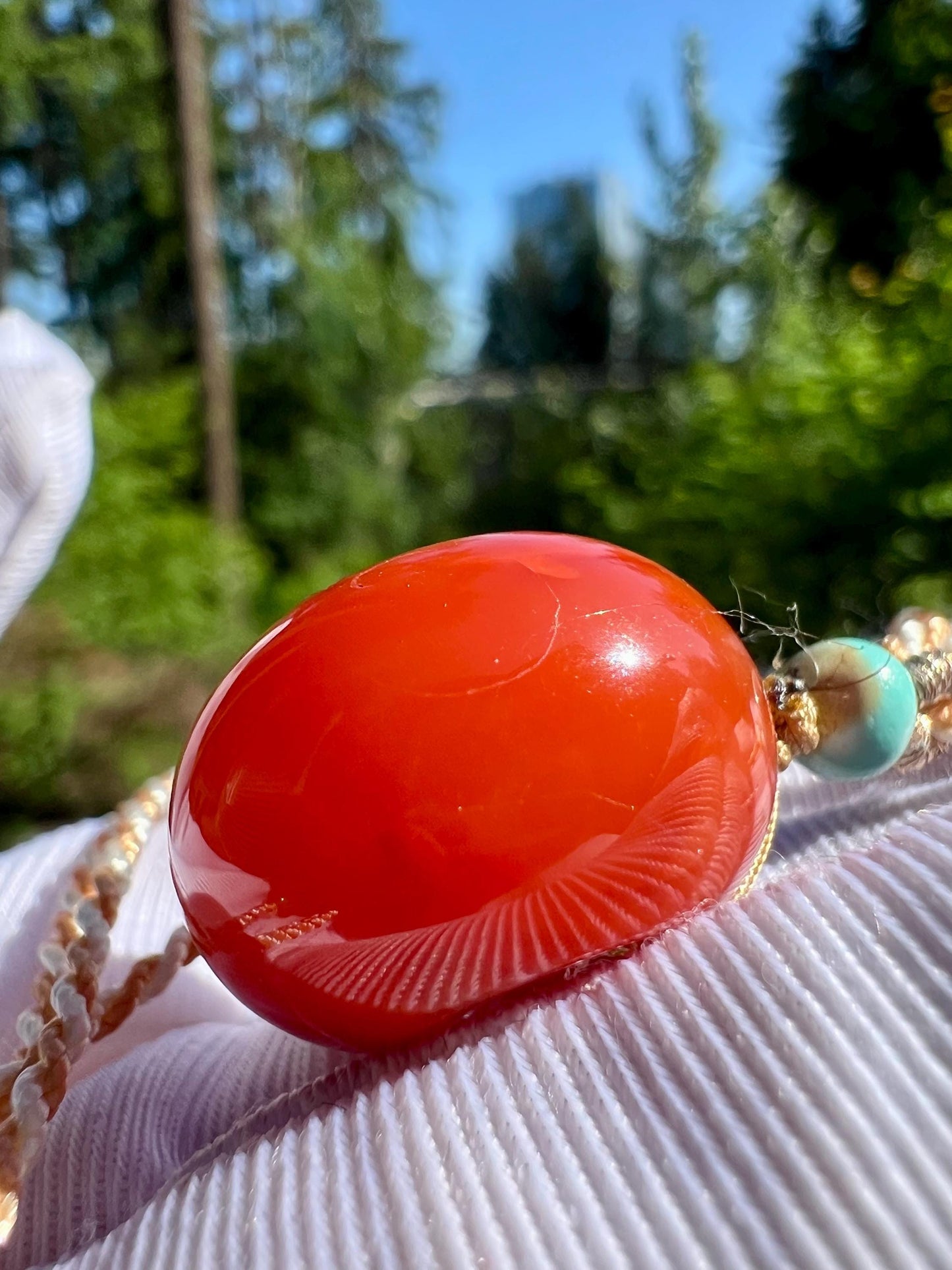 Certified natural Nanhong Agate circle Pendant necklace, Southern Red Agate safetyPendant,天然精品川料南红平安扣 吊坠 项链 #2659