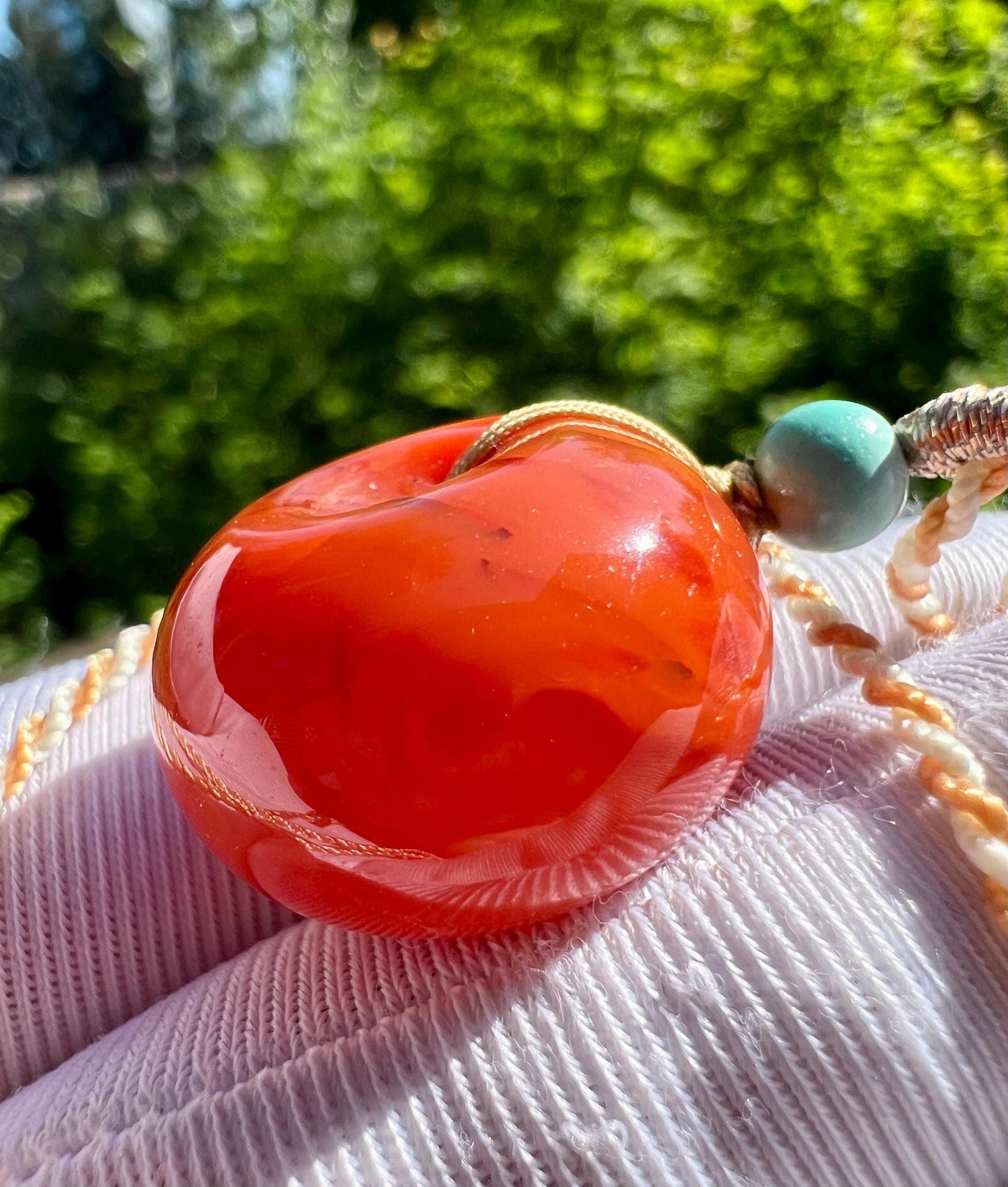Certified natural Nanhong Agate circle Pendant necklace, Southern Red Agate safetyPendant,天然精品川料南红平安扣 吊坠 项链 #2659