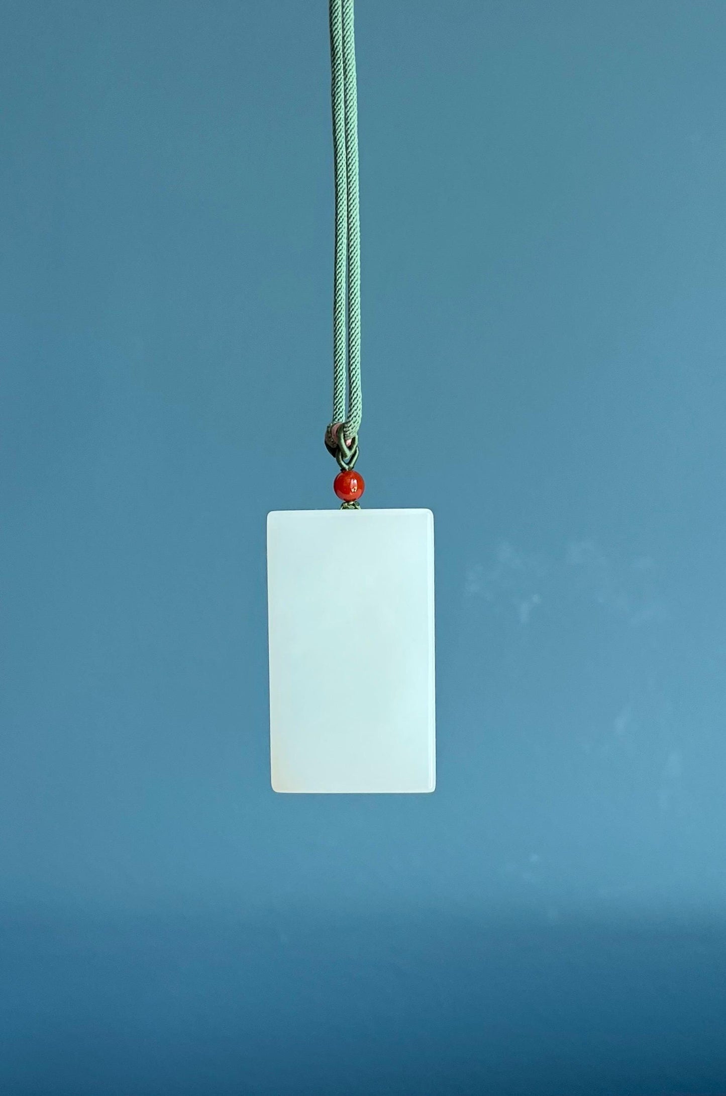 Certified natural jade/Siberian white nephrite rectangle pendant/safety pendant necklace/first class white天然精品 白玉无事牌 吊坠 #9645 一级白