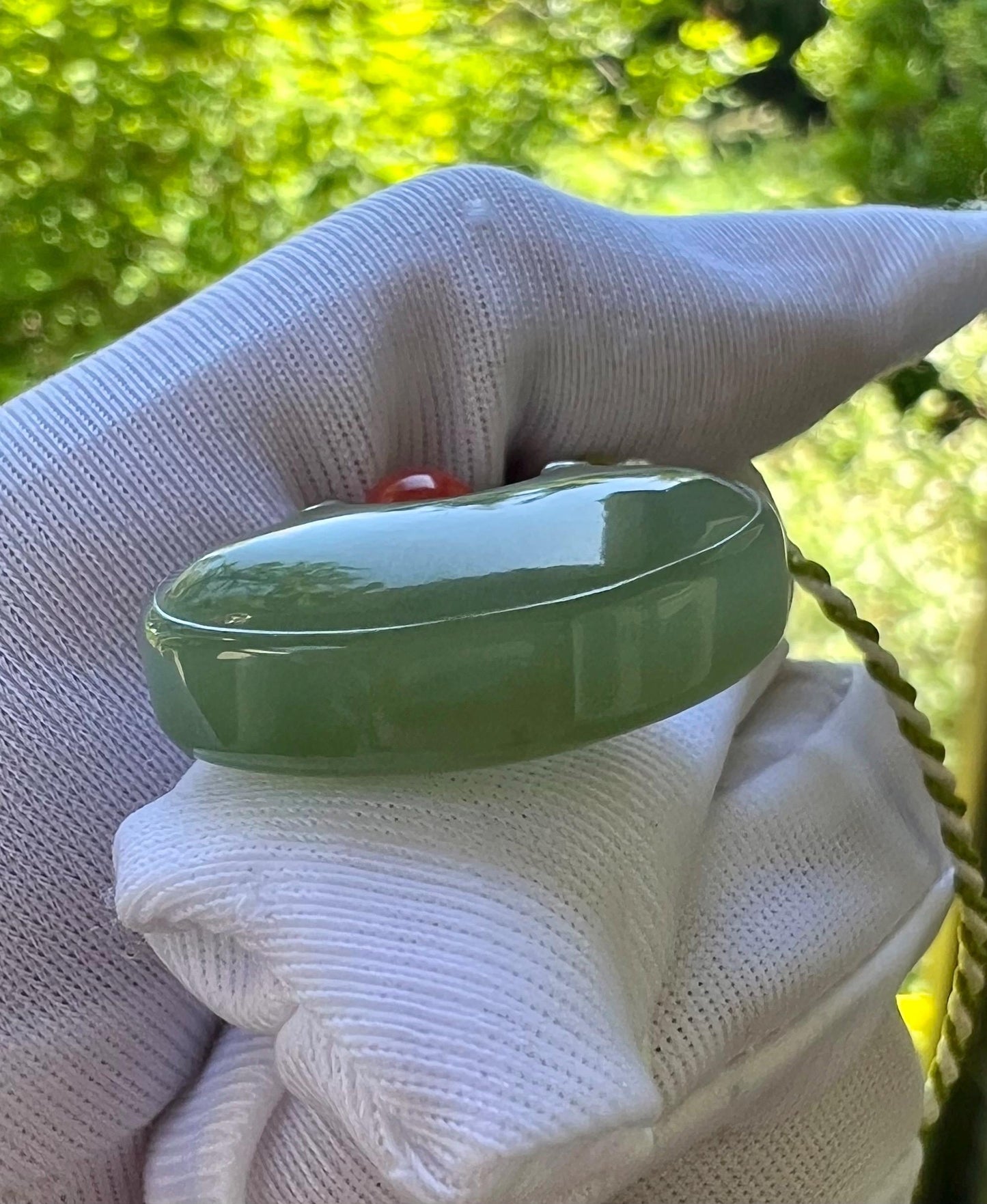Certified Natura jade/Qinghai old mine lake green nephrite Ruyi Safety lock pendant /necklace/天然软玉 青海湖水绿如意锁平安锁吊坠#2226