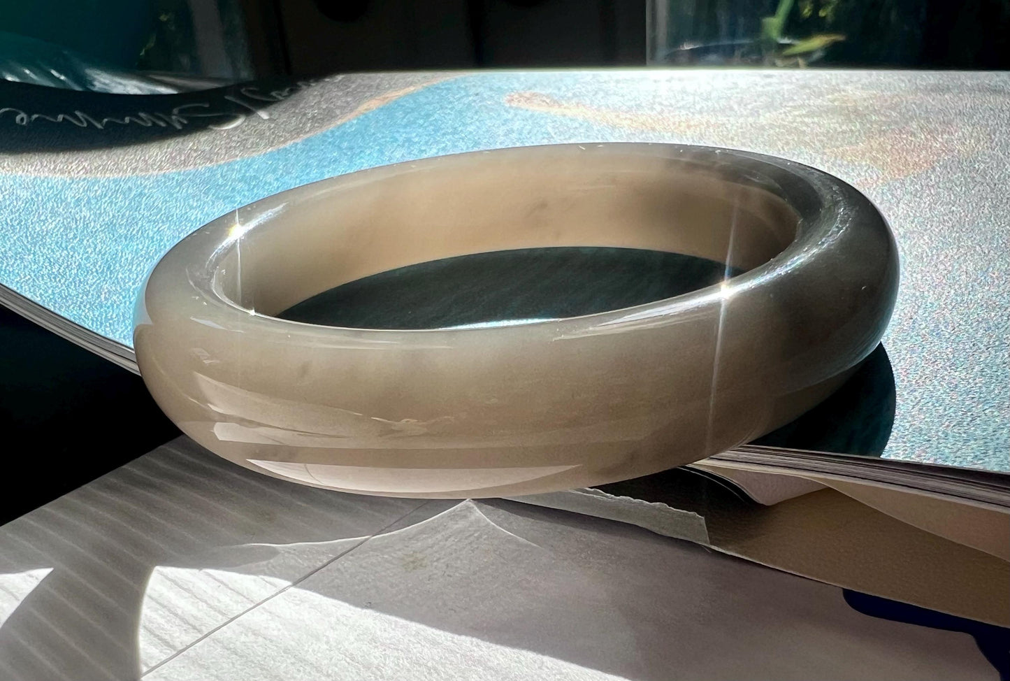 56.8mm Certified natural jade/ Qinghai old mine purple nephrite bangle /bracelet 紫气东来 天然软玉 青海老矿烟紫正圈手镯 平安镯 烟紫葡萄紫双色 老熟料#0644 意境烟紫