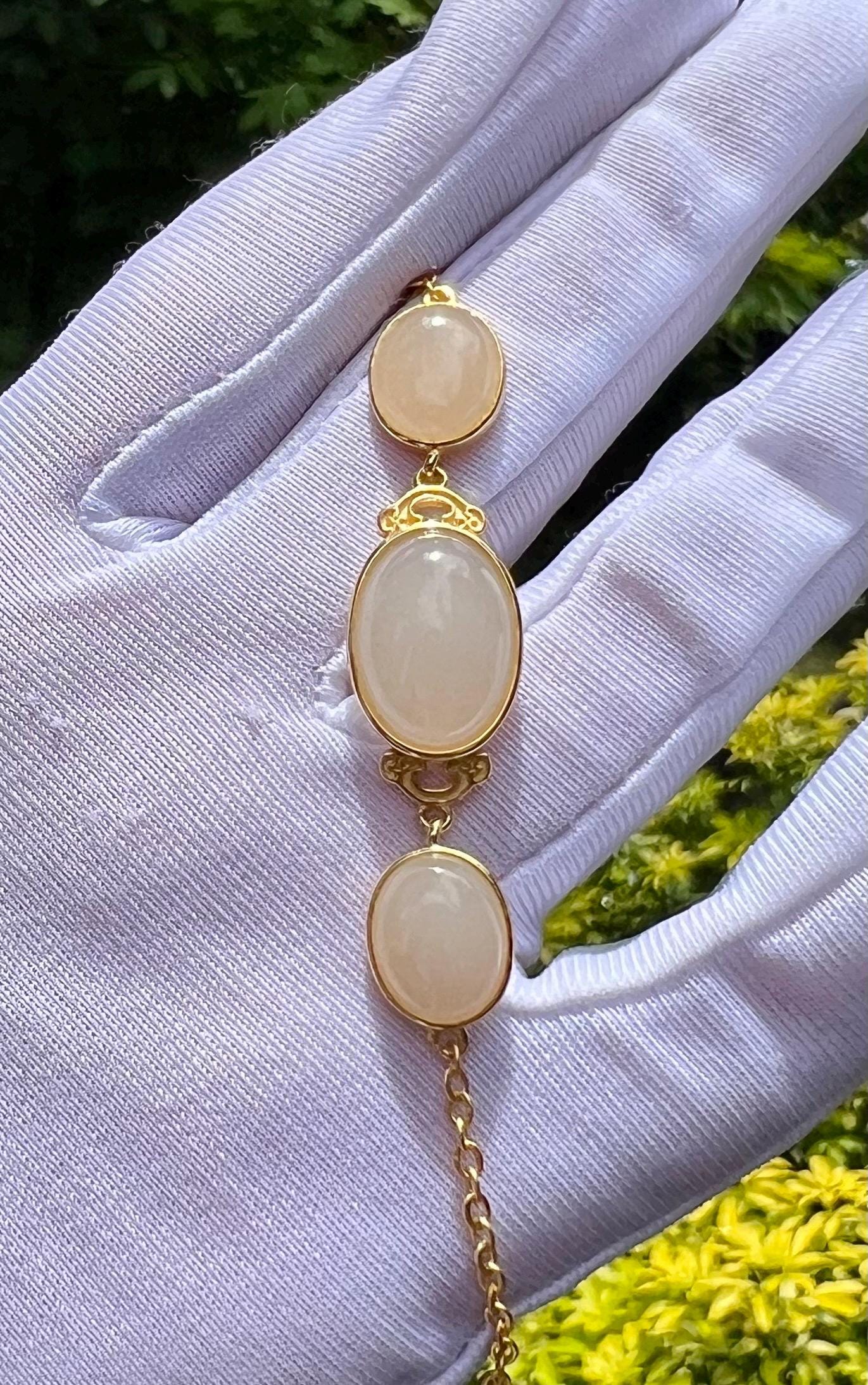 Certified natural Jade/Qinghai lotus root pink nephrite bracelet /oval nephrite inlaid S925 bracelet 天然 软玉 青海藕粉蛋面 镶嵌纯银手链 #1069