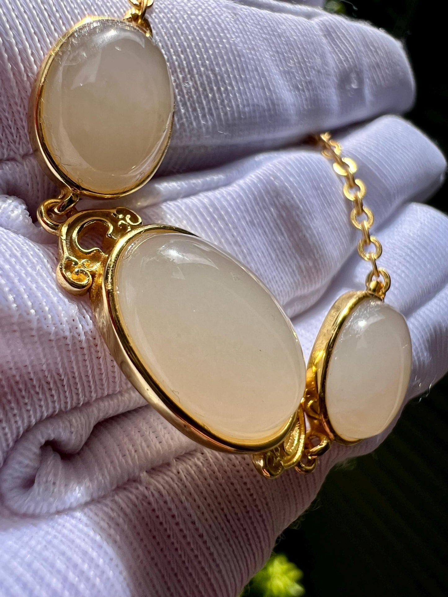 Certified natural Jade/Qinghai lotus root pink nephrite bracelet /oval nephrite inlaid S925 bracelet 天然 软玉 青海藕粉蛋面 镶嵌纯银手链 #1069
