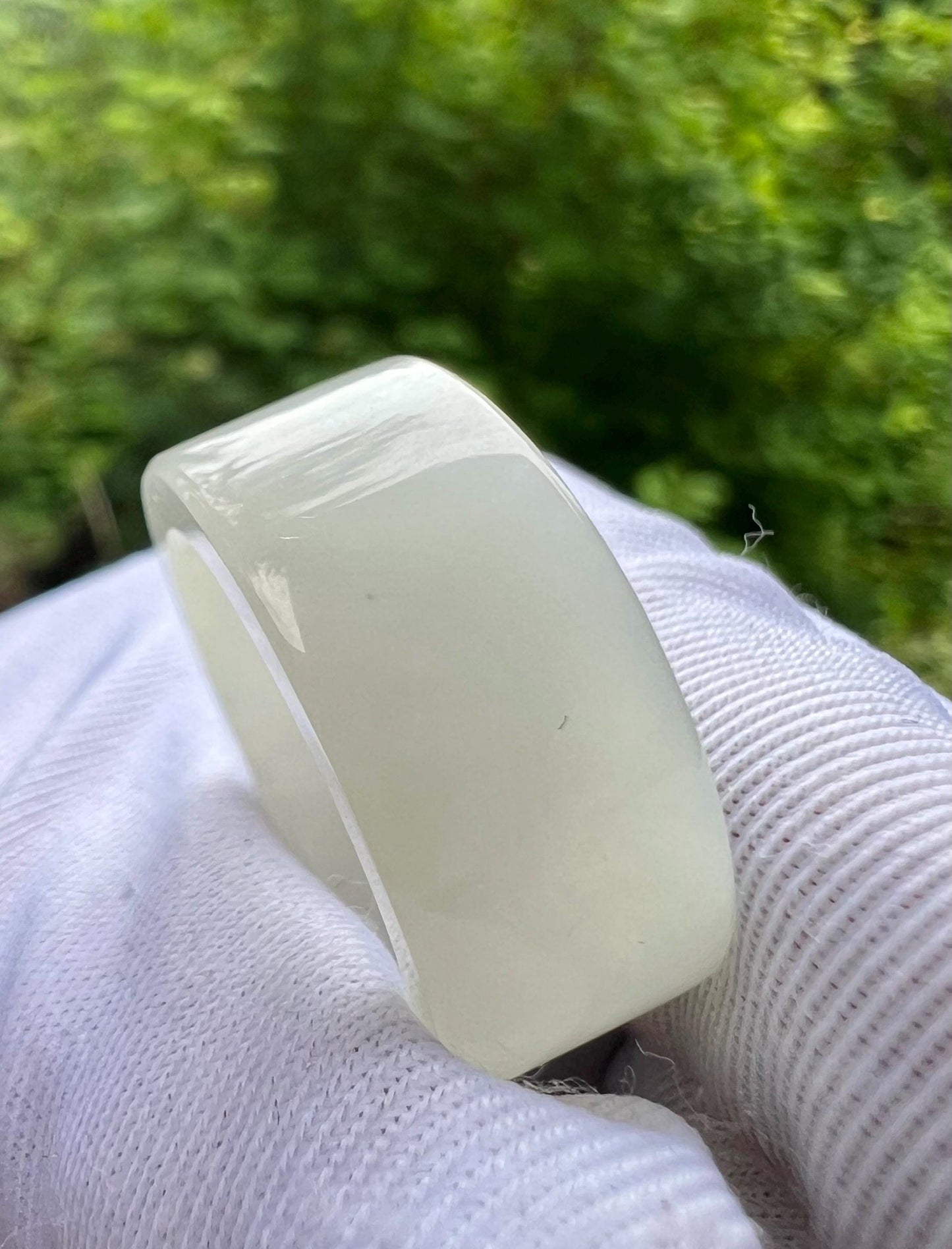 16.8mm Certified natural jade Qinghai white nephrite ring/nephrite band ring/straight cut ring 天然白玉戒指 指环 白润细糯 直切戒圈 扳指#4651 US size5.5+