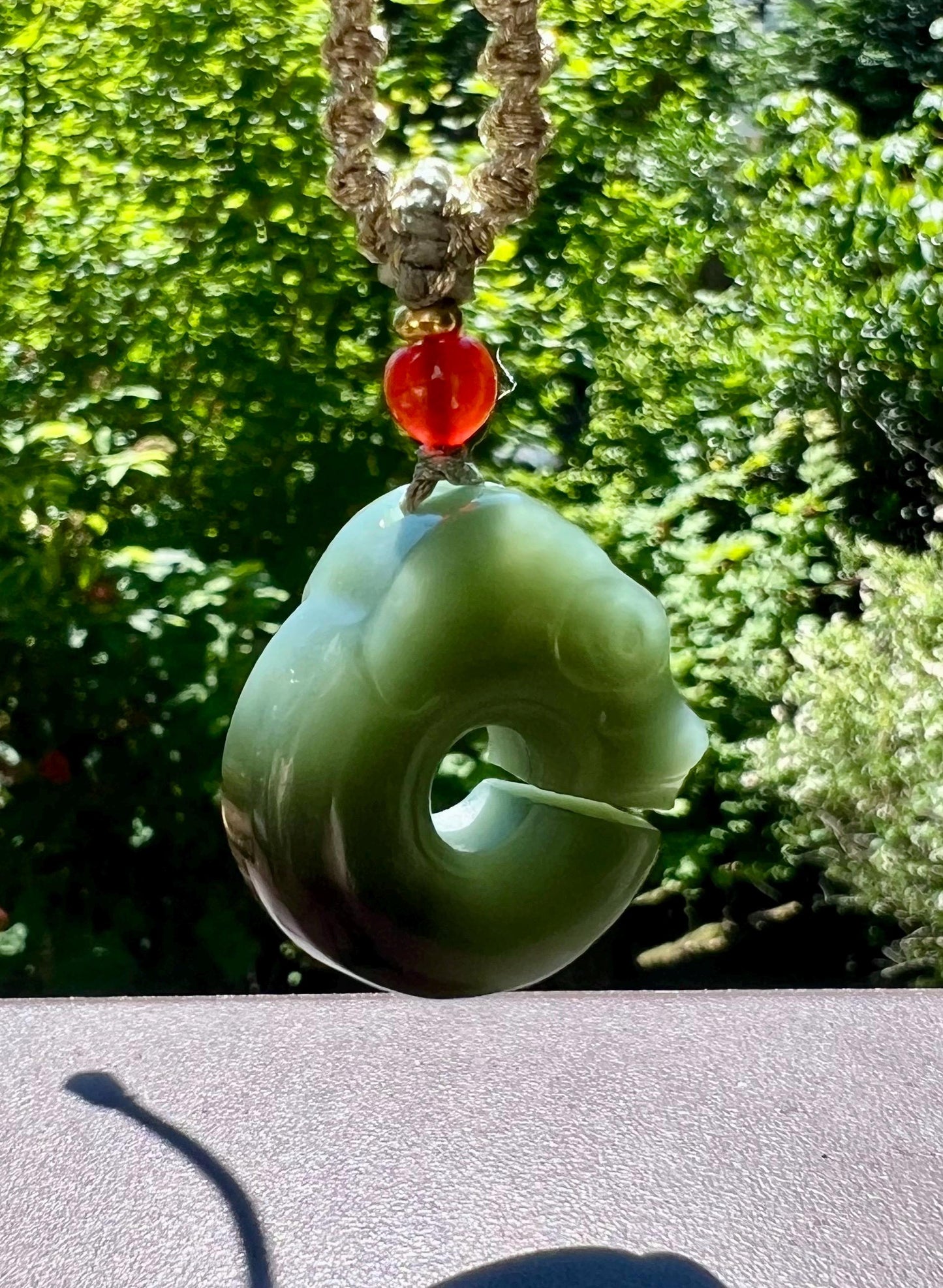 Certified natural jade/blue and brown nephrite C-shaped dragon pendant/nephrite pig dragon pendant 天然 糖青玉猪龙吊坠 C龙 吊坠 #6593