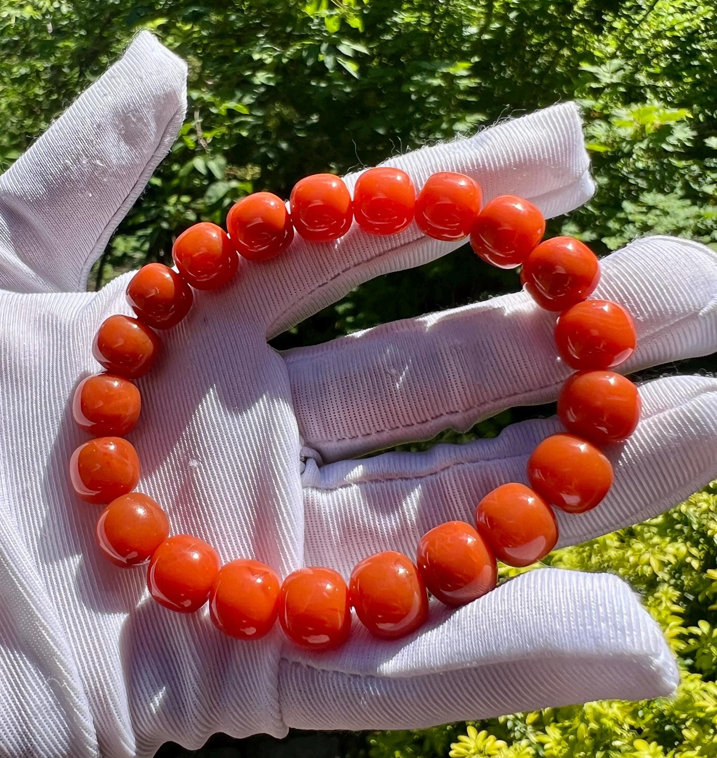 10*9mm Certified natural Nanhong agate Bracelet, Southern Red agate barrel beads Bracelet, Chinese Red Agate, 天然精品近满肉川料南红手串 #3649 全玉化九口料