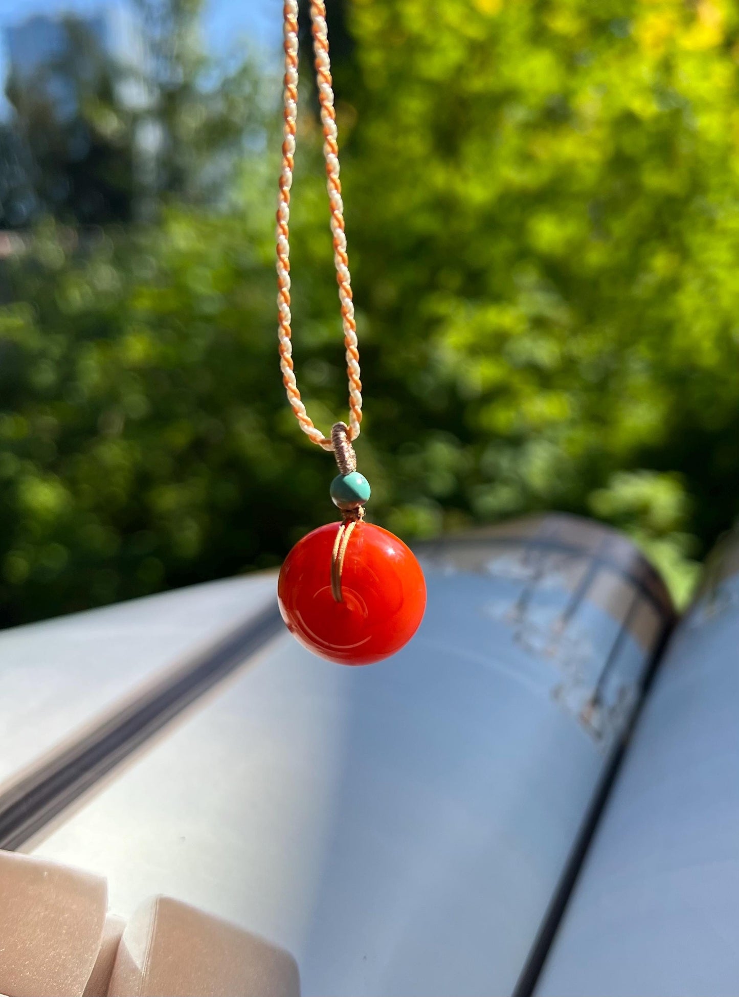 Certified natural Nanhong Agate circle Pendant necklace, Southern Red Agate safetyPendant,天然精品川料南红平安扣 吊坠 项链 #2659