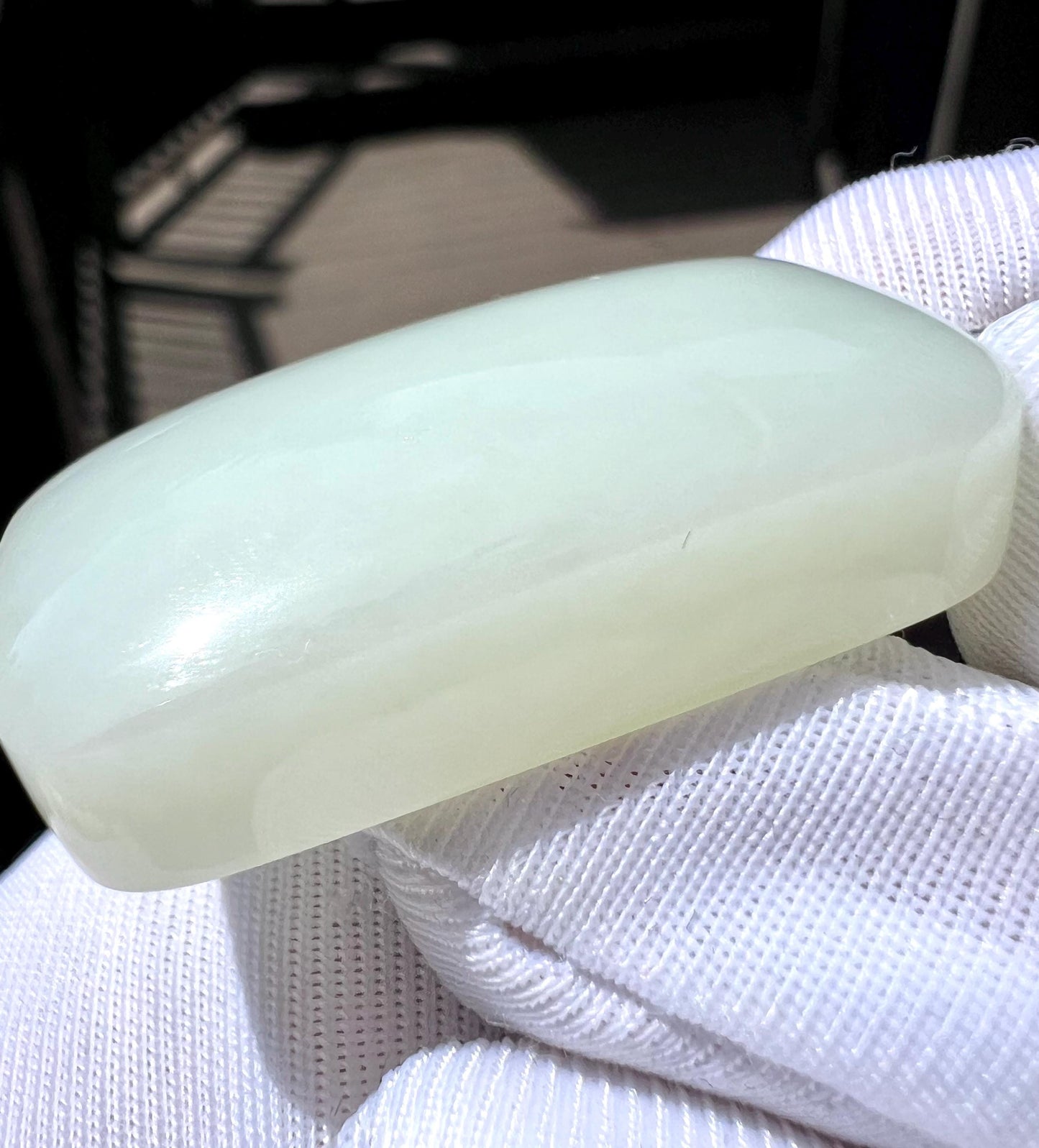 Certified natural jade/ Siberian white nephrite safety pendant necklace/rectangle nephrite nothing pendant /天然软玉吊坠 俄料白玉无事牌 #9179 暖白