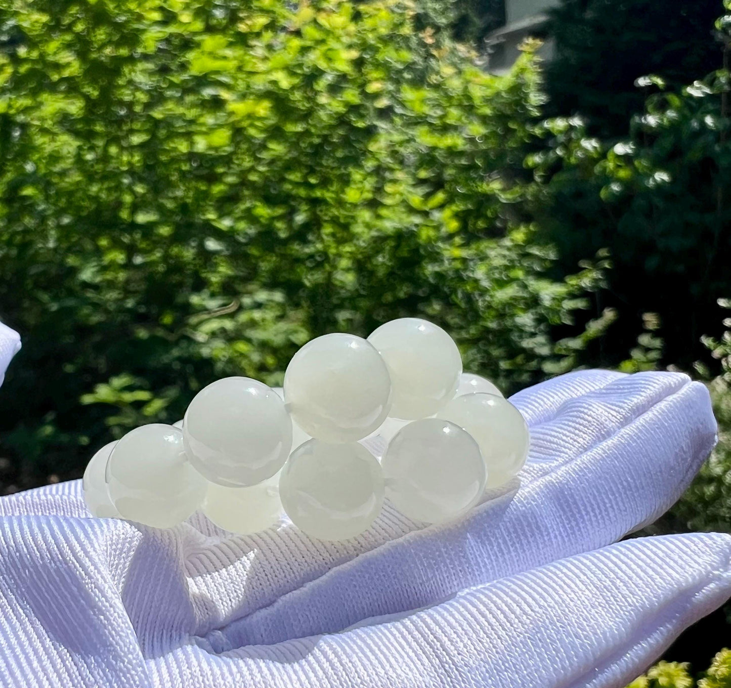 9.8mm Certified natural jade /Qinghai icy white nephrite bracelet 天然青海老矿白玉手串 白月光 冰润细糯#4383