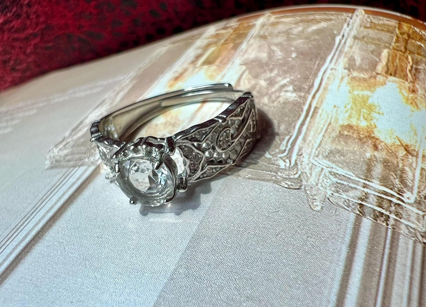 Natural clear quartz ring/High clarity round shaped ring/Faceted clear quartz/sterling silver天然净体白水晶戒指/圆形刻面白水晶 意大利工艺纯银镶嵌