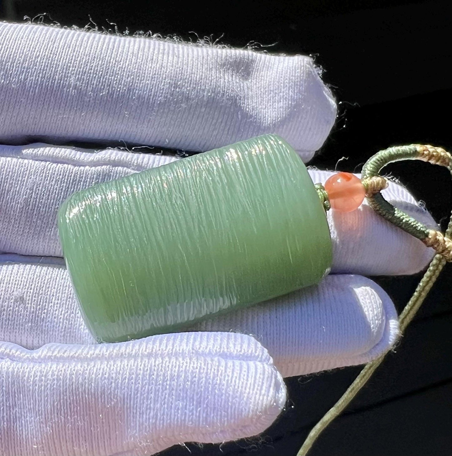 Certified natural nephrite green jade/Siberian bluish green nephrite safety pendant/Water ripples nothing pendant necklace天然软玉 俄料粉青碧玉无事牌#7706 水波纹
