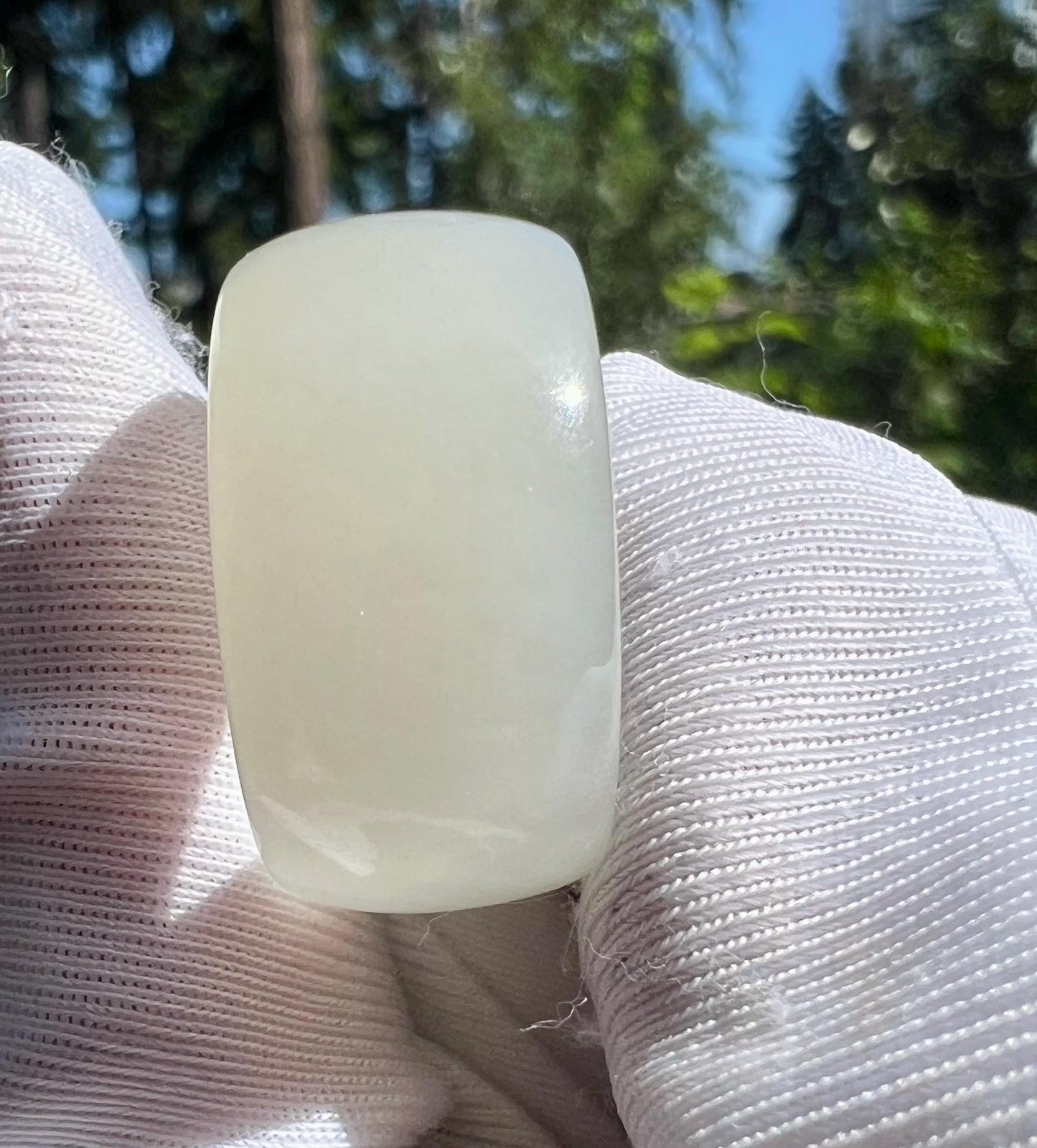 17mm Certified natural jade/ Siberian white nephrite ring/nephrite band ring 天然俄料白玉戒指 指环 细糯润 戒圈 扳指#4647 轮胎圈 US size 6
