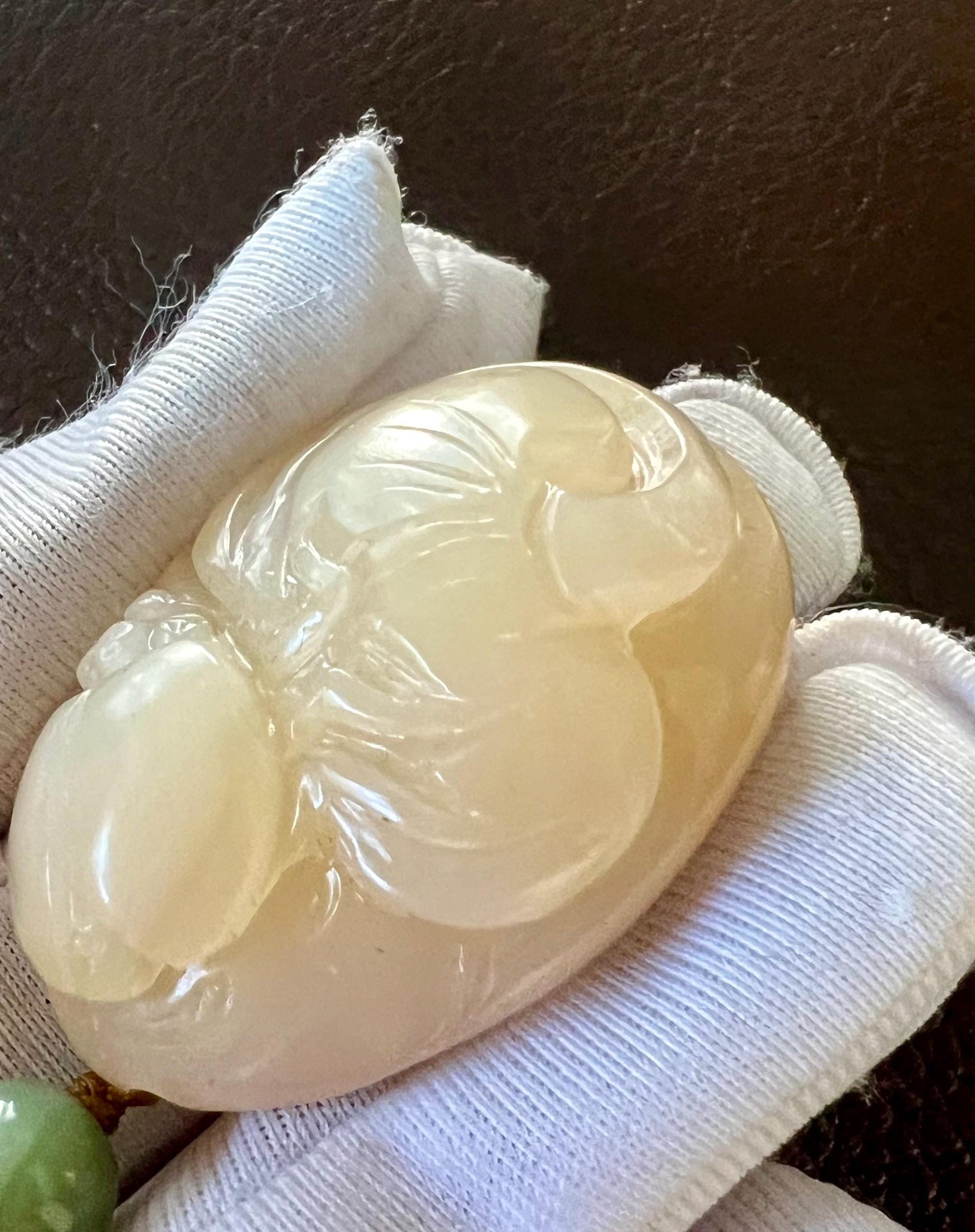 Certified natural jade/lotus pink nephrite pendant necklace/ hand Carved beetle and flower bud pendant /天然软玉 藕粉色 雕刻甲虫和花苞吊坠/项链#1136