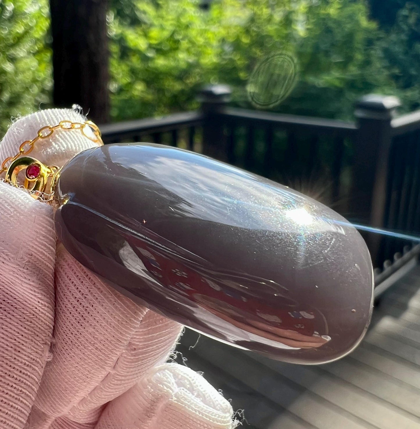 Certified natural jade/purple nephrite nothing pendant necklace/violet purple safety pendant/gold 18k /天然精品软玉 烟紫无事牌 紫罗兰色#7414 面包牌 胖墩墩