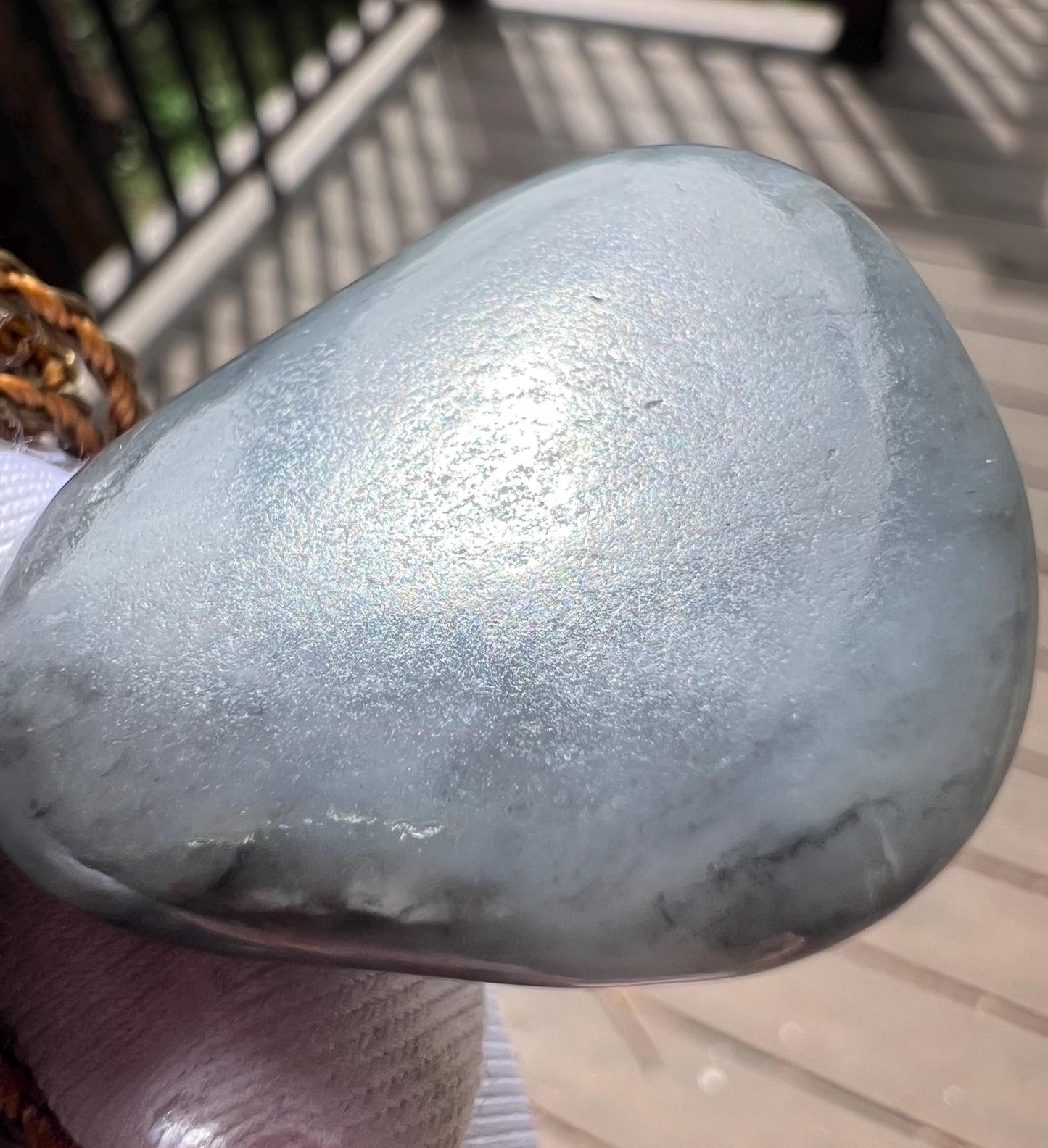 Certified natural jade /Qinghua nephrite Kitten butterfly pendant necklace/river nephrite with original skin天然软玉 玉龙河子料青花雕刻小猫扑蝶吊坠 #7953 独子原皮
