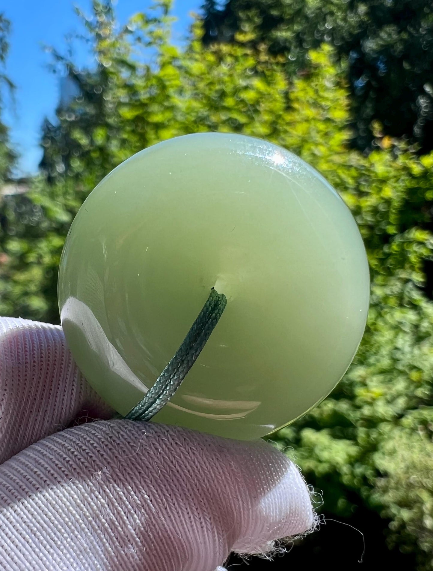 Certified natural jade/ bluish green color nephrite pendant/Qingshui donut safety pendant天然精品软玉 晴水平安扣 青绿色平安扣 #3029 特细料 丝滑粉糯 粉青平替
