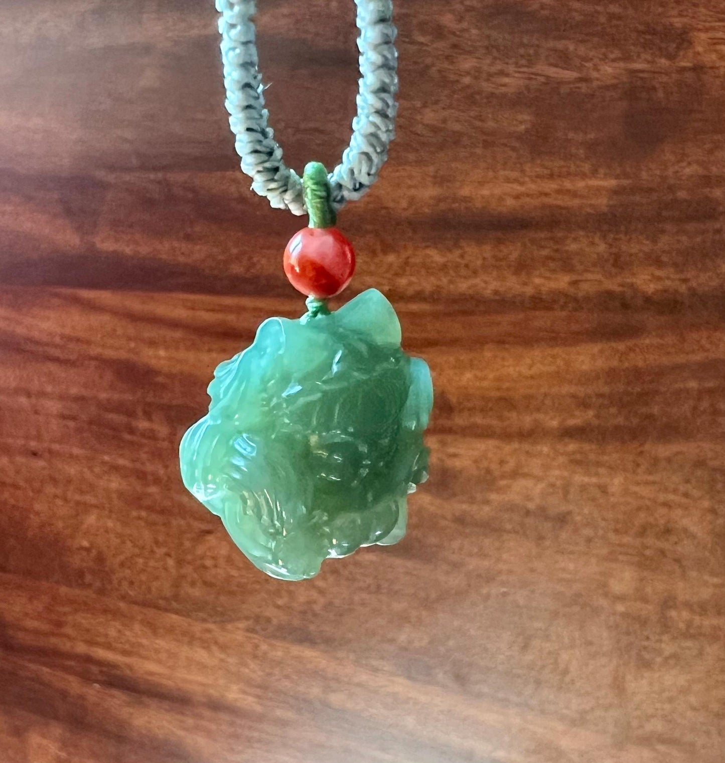 Certified natural jade/lake green nephrite carved Nine-tailed Fox pendant necklace/天然软玉 老料湖水绿九尾狐/狐仙吊坠 胶糯润#6571