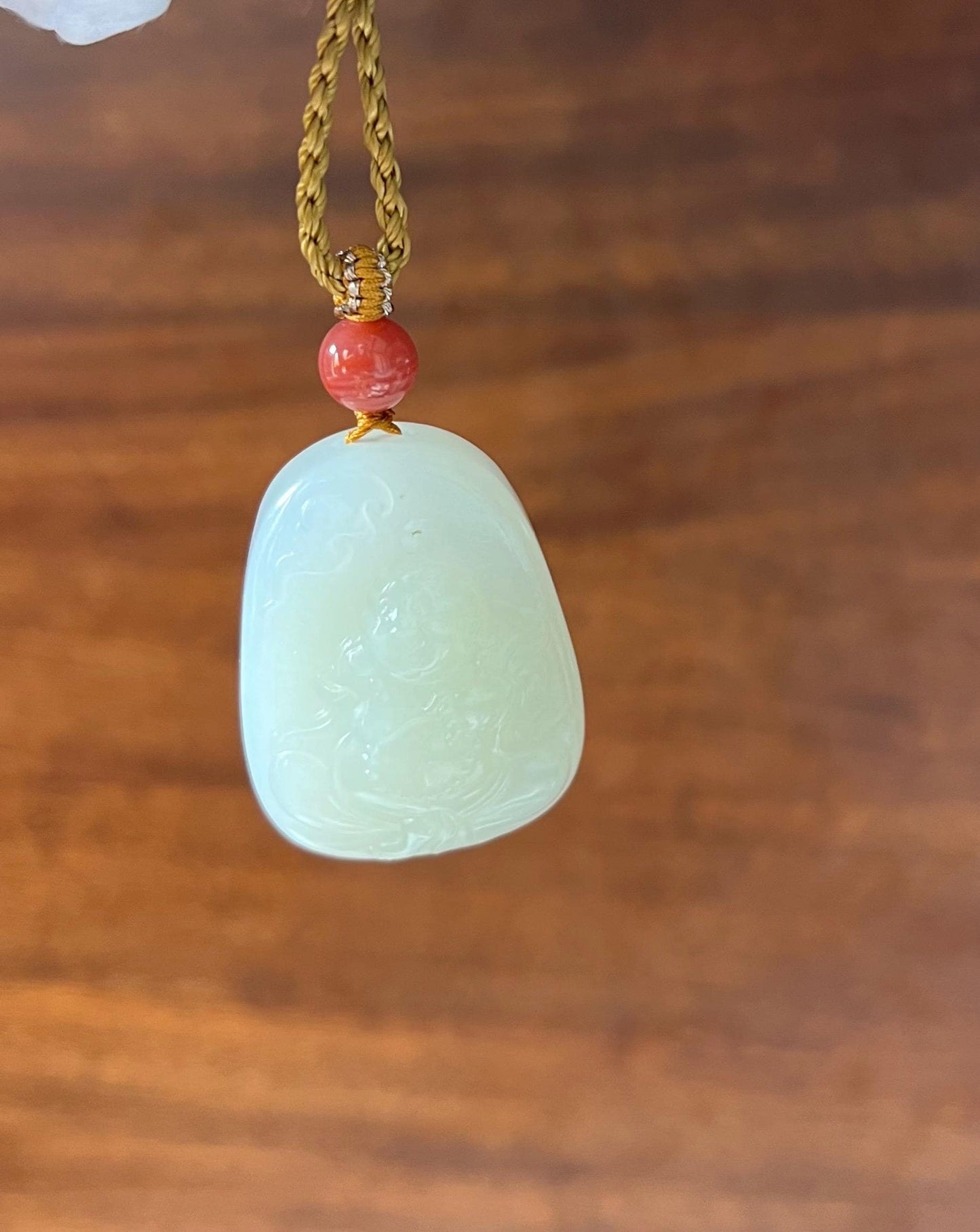 Certified natural jade/Qinghai white nephrite buddiha pendant/Hand carved Maitreya Buddha/warm white天然软玉 青海白玉佛公 弥勒佛 单面精工雕刻#7126 暖白 荔枝白