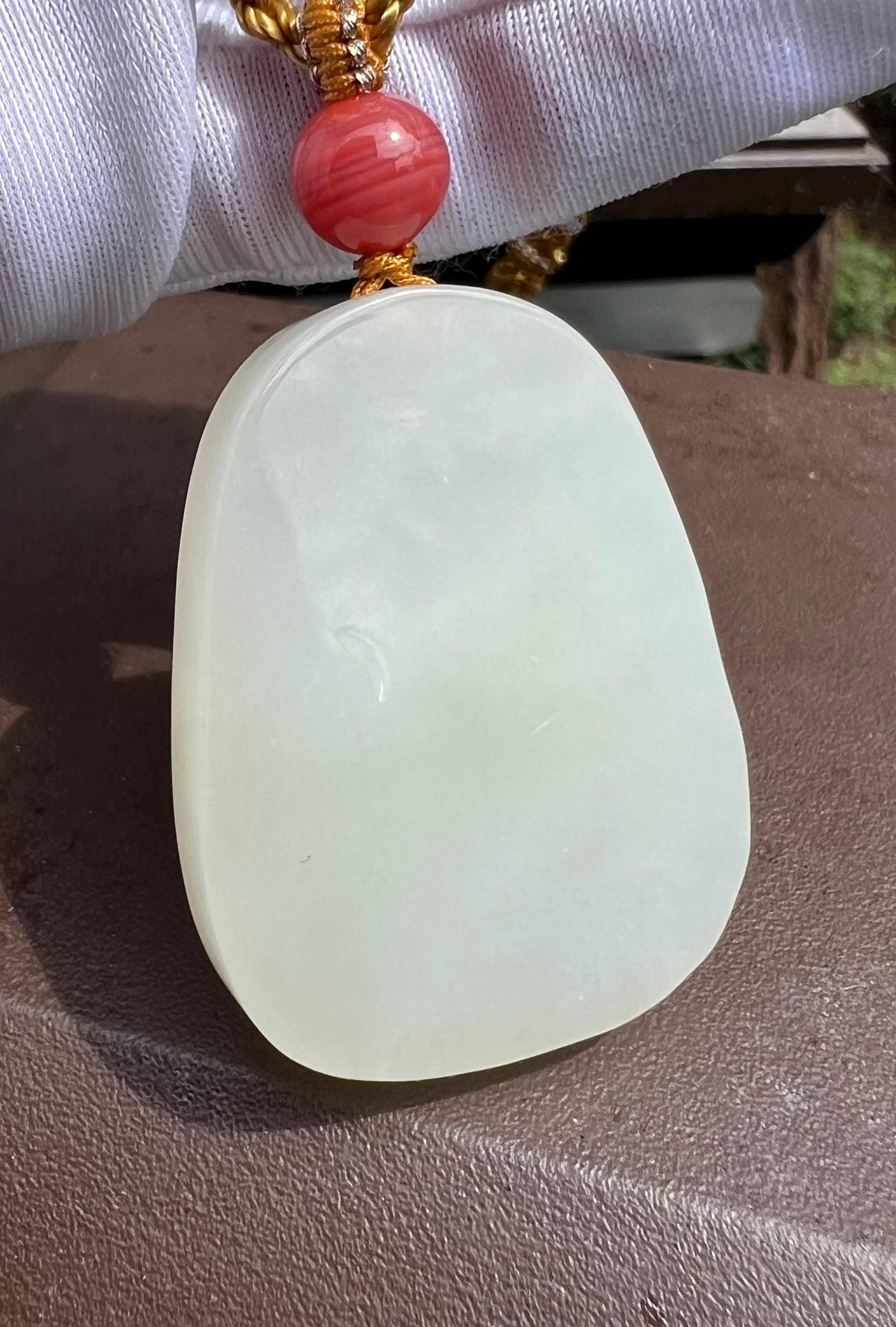 Certified natural jade/Qinghai white nephrite buddiha pendant/Hand carved Maitreya Buddha/warm white天然软玉 青海白玉佛公 弥勒佛 单面精工雕刻#7126 暖白 荔枝白