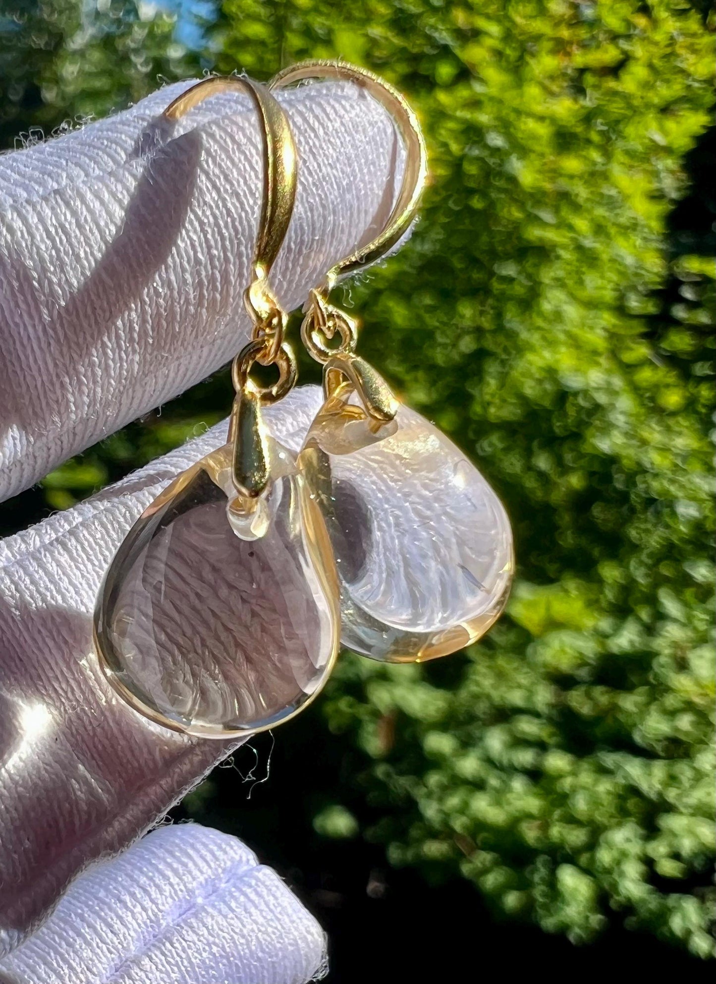 Certified natural Citrine earrings/ teardrop shaped Citrine/S925 drop earrings/hook earrings 天然巴西黄水晶耳环 水滴耳坠 纯银耳钩 #0403 净体黄水晶