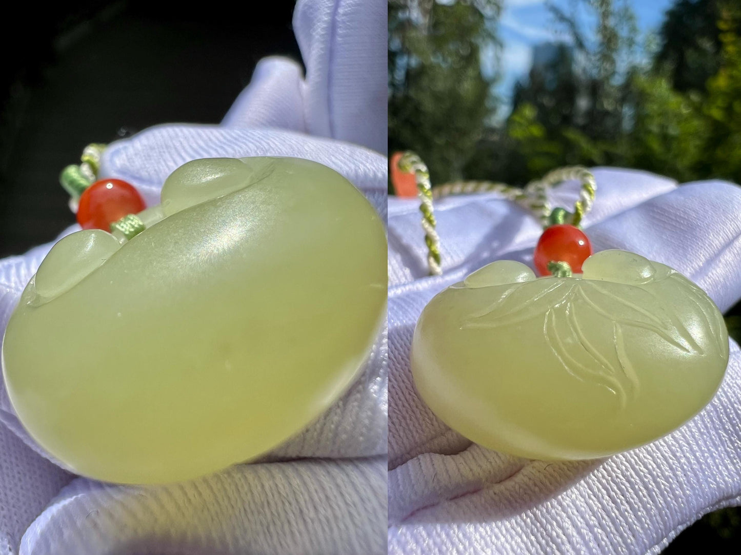 Certified natural jade/Light yellow nephrite safety Ruyi Lock pendant/necklace/天然软玉 黄玉 平安如意锁吊坠#5144 嫩黄色