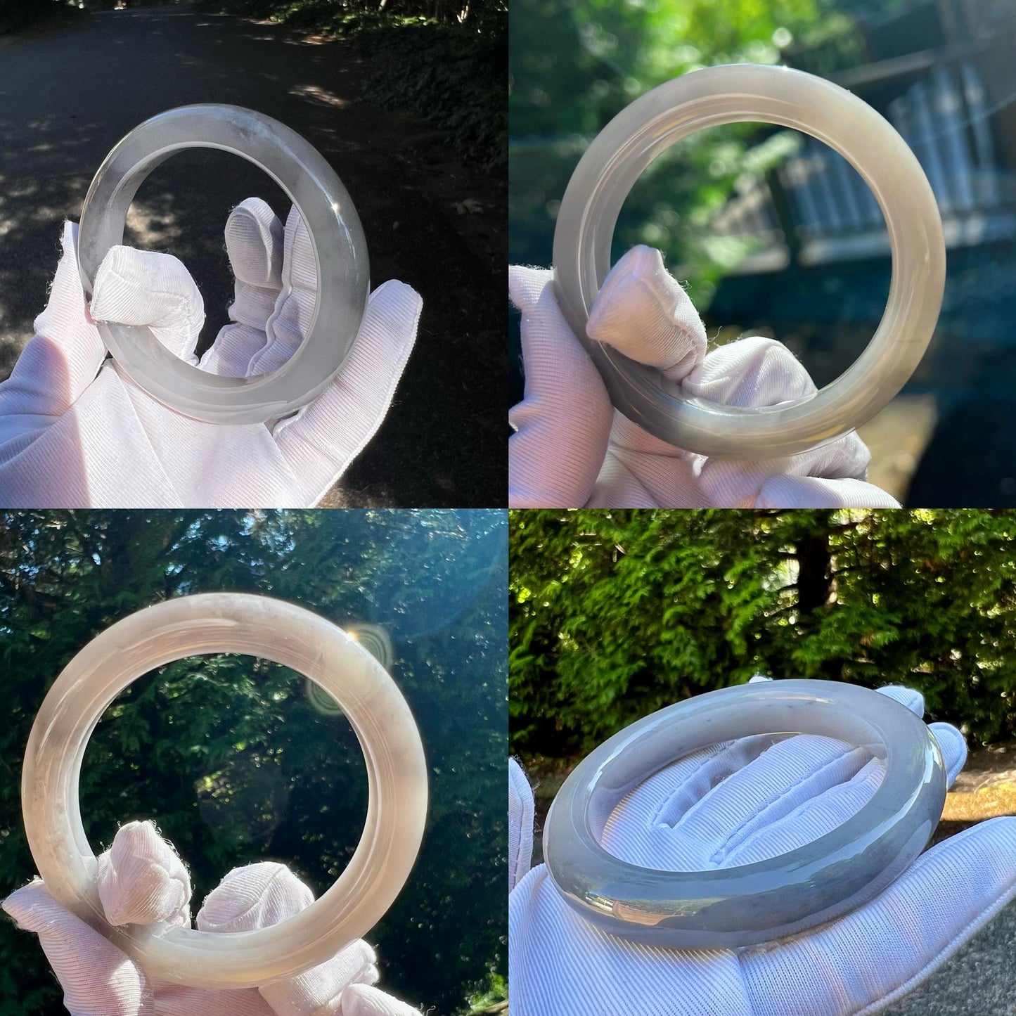 55.1mm Certified natural jade/ old mine purple nephrite bangle /bracelet 紫气东来 天然软玉 老矿烟紫正圈手镯 平安镯 香芋紫葡萄紫双色 老熟料#0387 冰润糯 意境烟紫