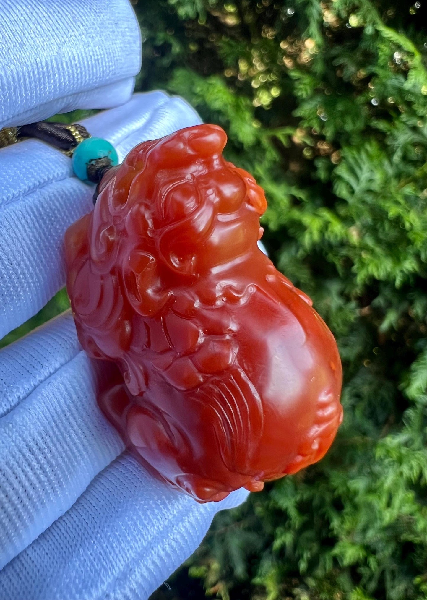 Certified natural Nanhong agate carved Pixiu pendant/Hand carved pendant/ Southern Red Agate,天然精品川料南红 手工雕刻貔貅吊坠#7337 柿子红玫瑰红双色