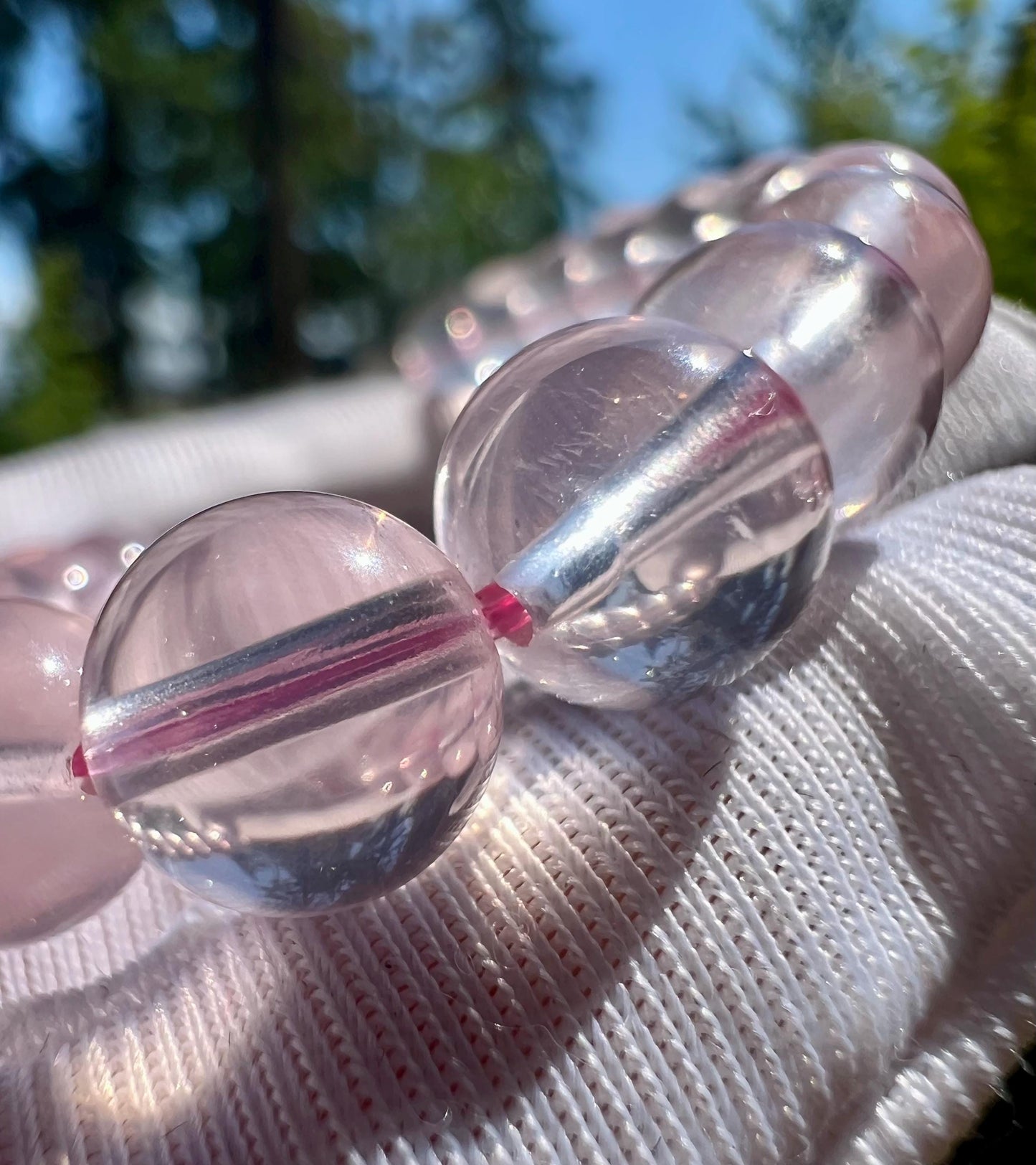 8mm Natural starlight Rose Quartz bracelet/ high clarity Mozambique rose quartz/light pink color 天然精品 星光莫粉水晶手串 纯净冰透浅粉 闪亮六芒星
