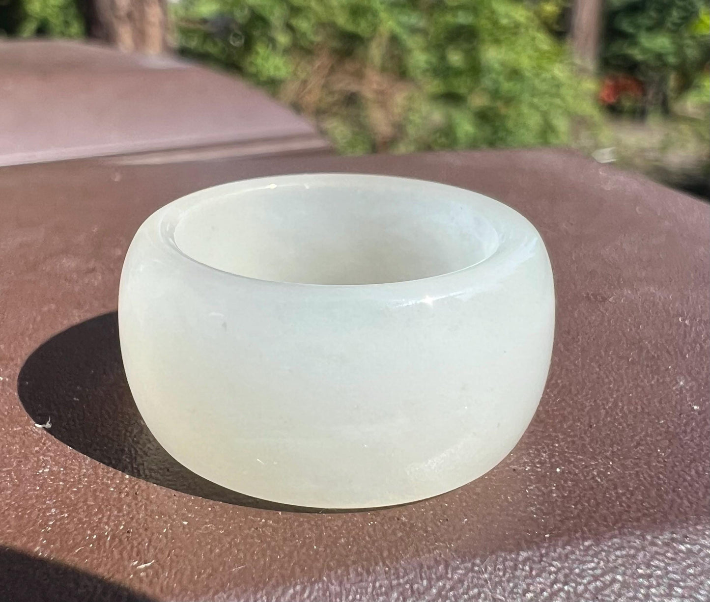 17mm Certified natural jade/ Siberian white nephrite ring/nephrite band ring 天然俄料白玉戒指 指环 细糯润 戒圈 扳指#4647 轮胎圈 US size 6