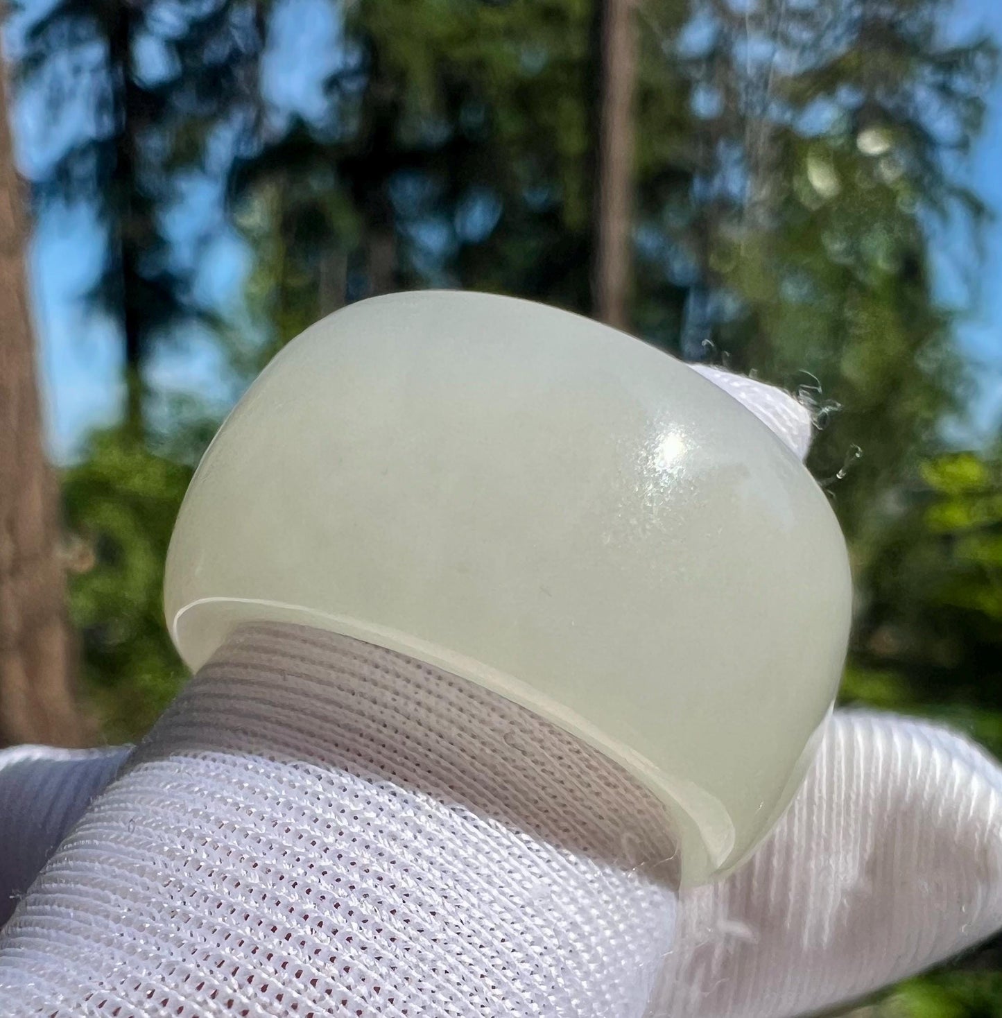 17mm Certified natural jade/ Siberian white nephrite ring/nephrite band ring 天然俄料白玉戒指 指环 细糯润 戒圈 扳指#4647 轮胎圈 US size 6