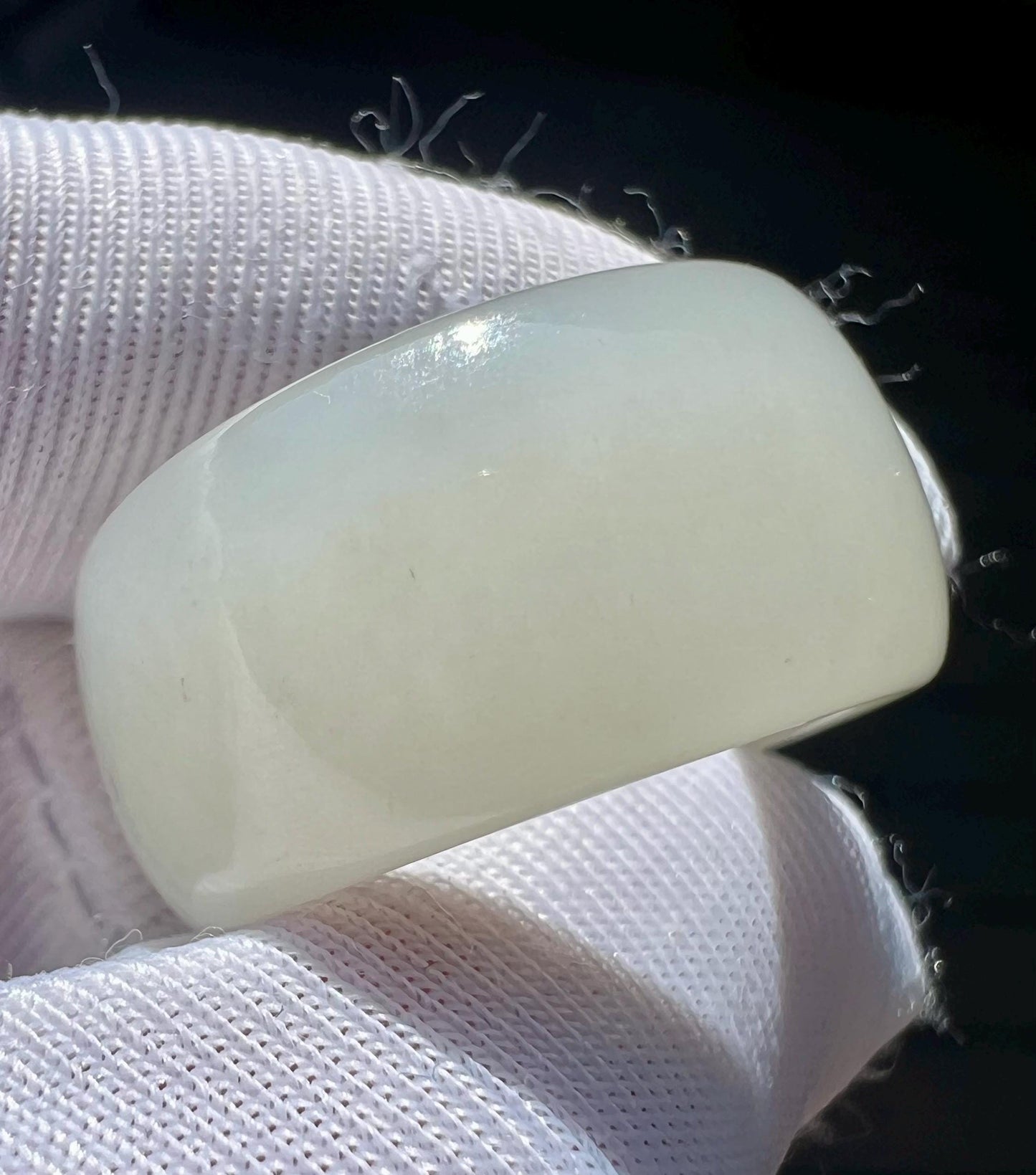 17mm Certified natural jade/ Siberian white nephrite ring/nephrite band ring 天然俄料白玉戒指 指环 细糯润 戒圈 扳指#4647 轮胎圈 US size 6