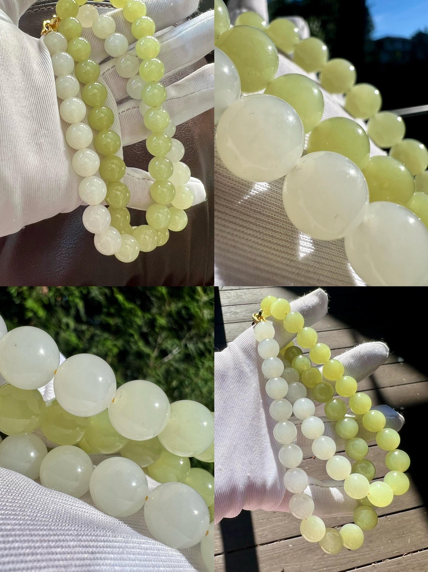 9.9mm Certified natural Jade/Gradient yellow and white nephrite necklace 天然精品 黄玉白玉渐变项链 老熟料 油糯莹润细#5518 温柔可爱色