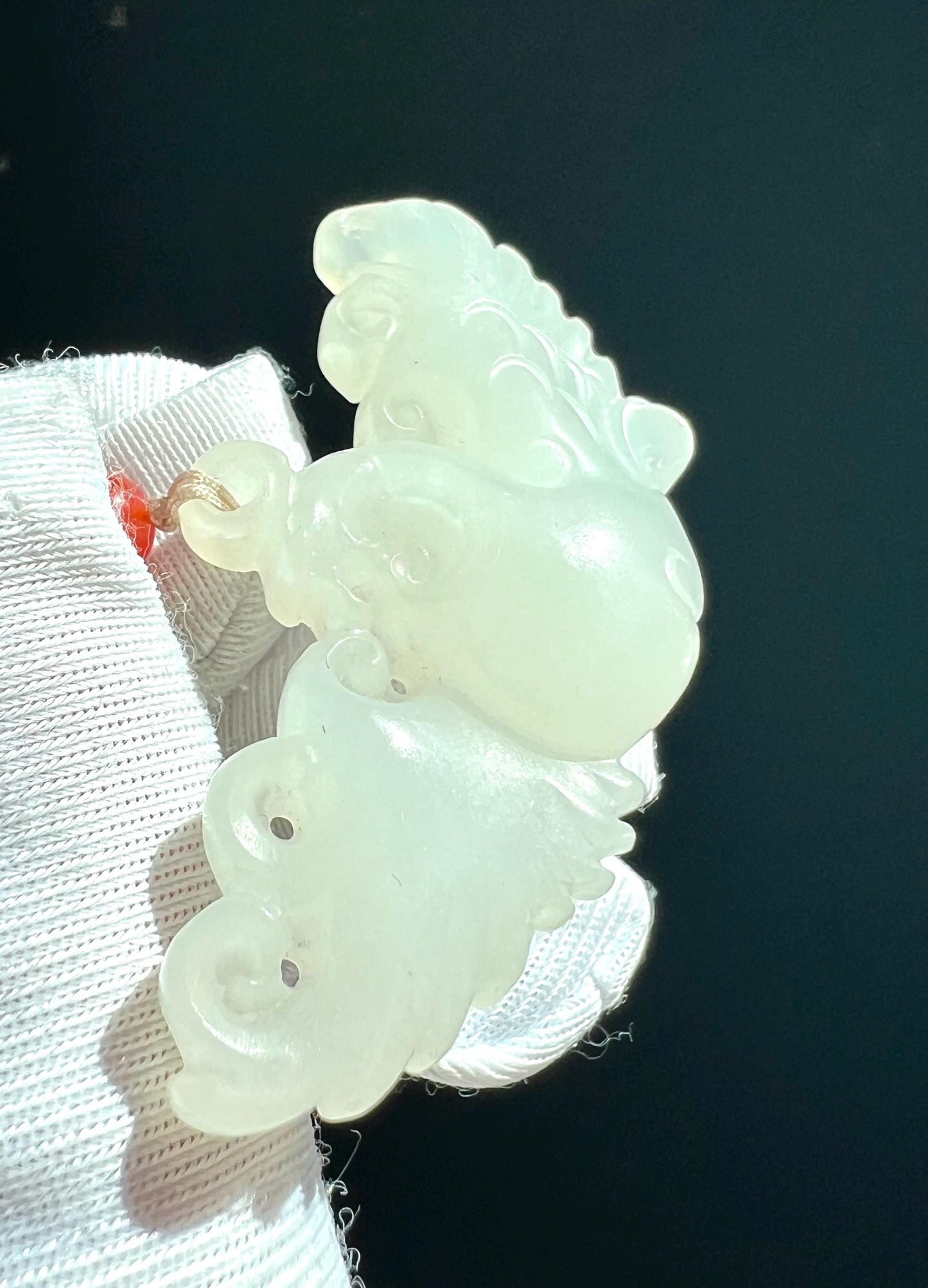 Certified natural jade/ white nephrite carved Phoenix pendant /necklace 天然精品软玉 白玉 雕刻凤凰吊坠 项链# 7716 熟白细糯