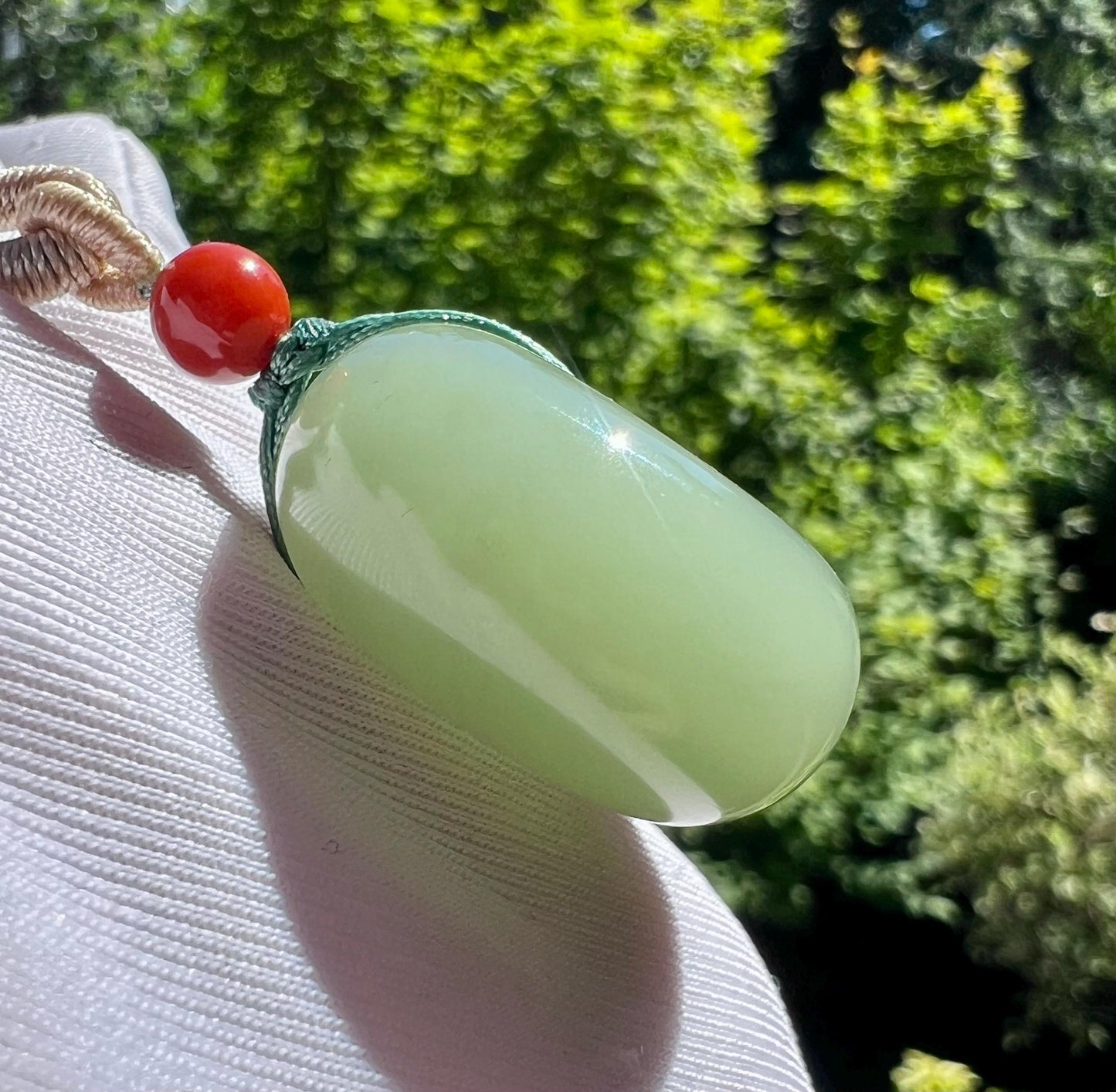 Certified natural jade/ bluish green color nephrite pendant/Qingshui donut safety pendant天然精品软玉 晴水平安扣 青绿色平安扣 #3029 特细料 丝滑粉糯 粉青平替