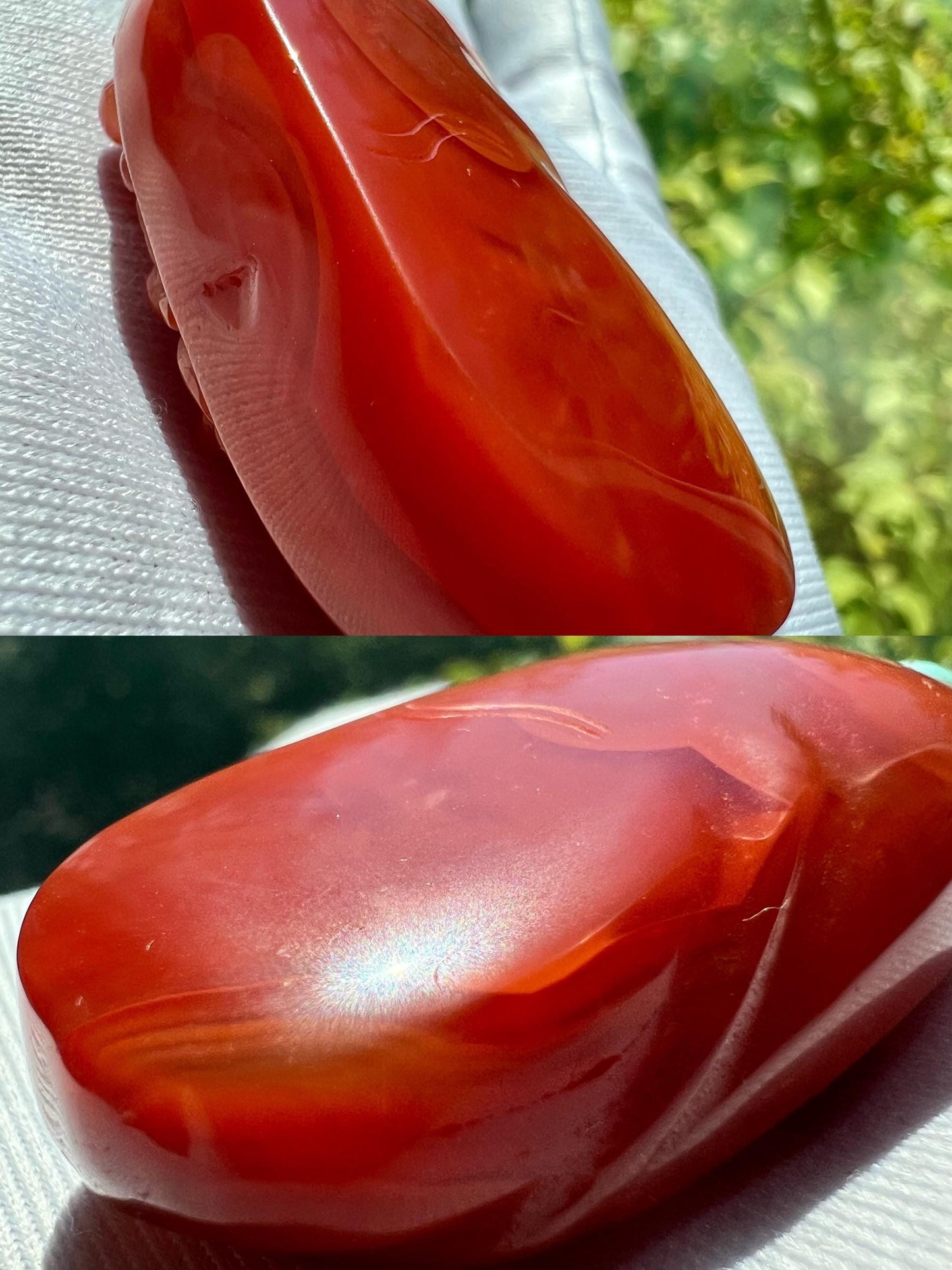 Certified natural Nanhong Agate carved sika deer and plum blossom Pendant necklace, Southern Red Agate Pendant 天然精品保山南红 手工雕刻一鹿有你吊坠 无事牌 #9548