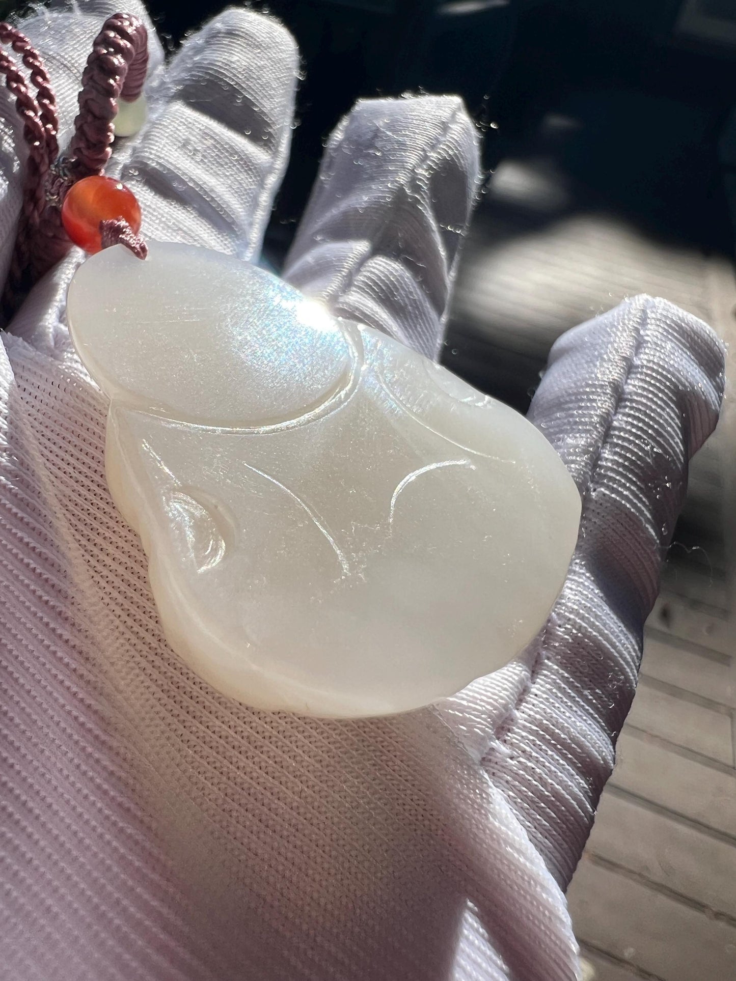 30mm+ Certified natural jade/lotus Nephrite carved Maitreya Buddha pendant/ necklace 天然软玉 藕粉佛公吊坠 笑佛 弥勒佛#7132 冰润浅粉色