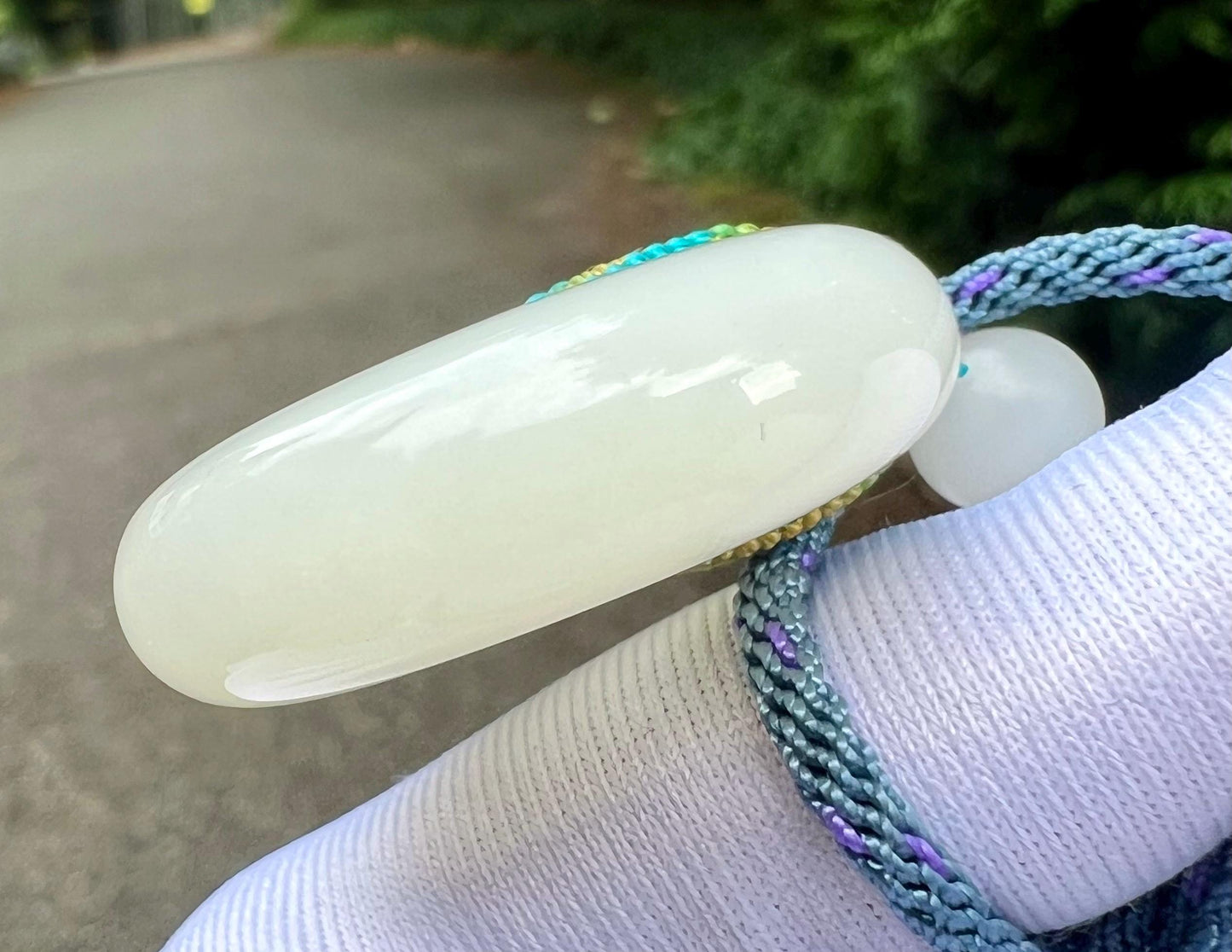 Certified natural Jade/Qinghai white nephrite donut pendant necklace/good luck circle pendant/天然软玉 老料白玉平安扣#4516 润糯奶白