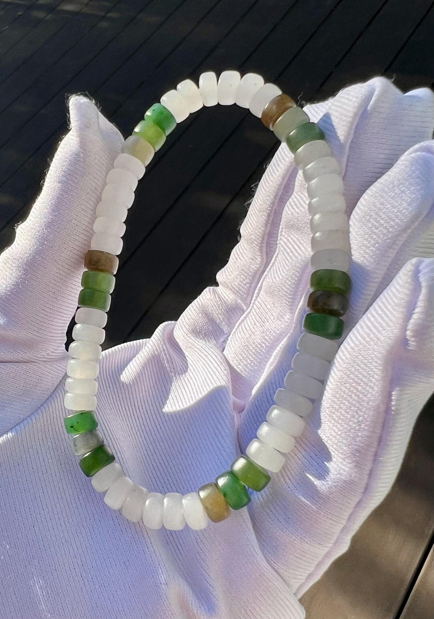 Certified natural jade/multi color nephrite bracelet/straight cut thin beads天然精品 多宝手串 #2155 精工薄直切珠(白玉碧玉糖玉青花)