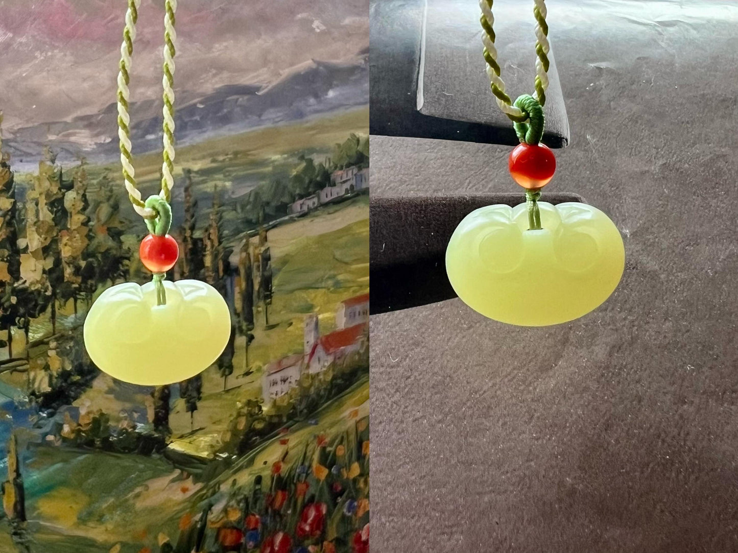 Certified natural jade/Light yellow nephrite safety Ruyi Lock pendant/necklace/天然软玉 黄玉 平安如意锁吊坠#5144 嫩黄色