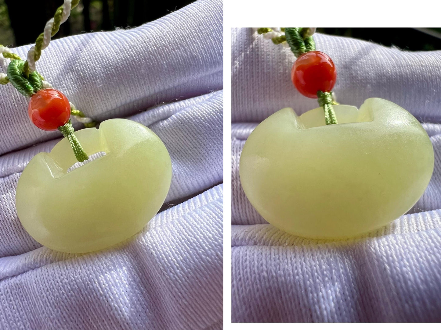 Certified natural jade/Light yellow nephrite safety Ruyi Lock pendant/necklace/天然软玉 黄玉 平安如意锁吊坠#5145 鹅黄色