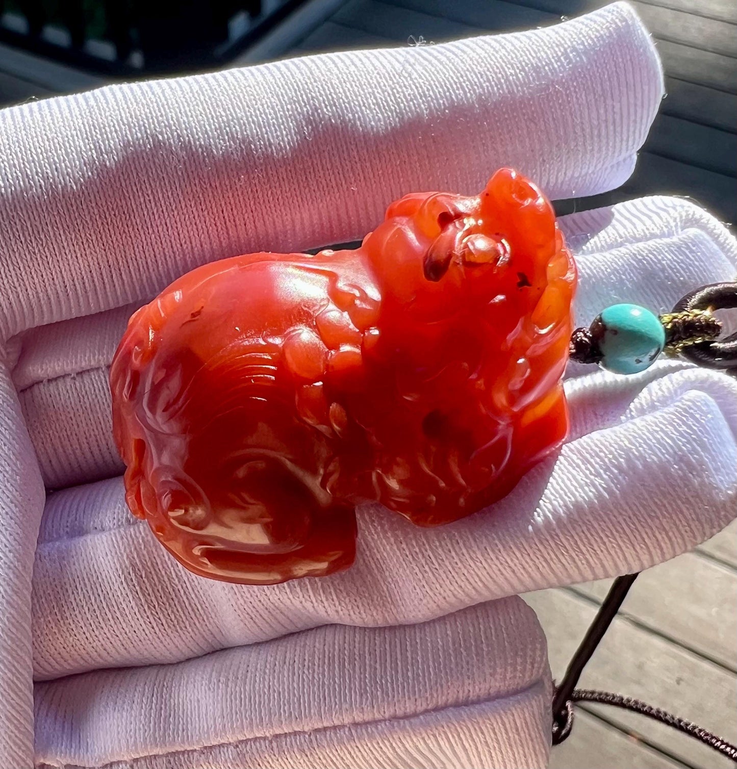 Certified natural Nanhong agate carved Pixiu pendant/Hand carved pendant/ Southern Red Agate,天然精品川料南红 手工雕刻貔貅吊坠#7337 柿子红玫瑰红双色