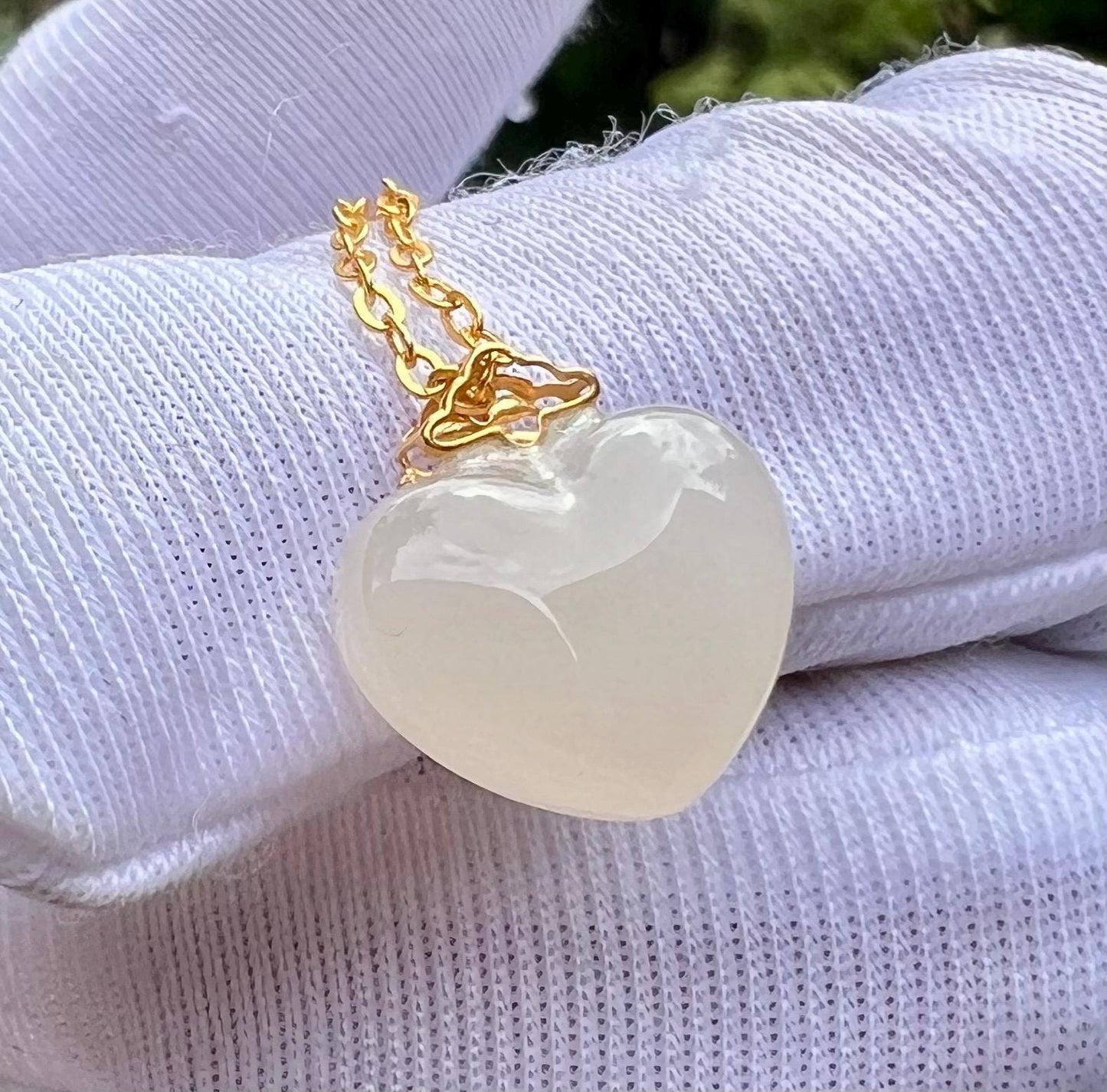 Certified natural jade/lotus pink nephrite heart shape pendant necklace/pink nephrite pendant/gold 18k /天然精品软玉 藕粉爱心吊坠#4200 mini size