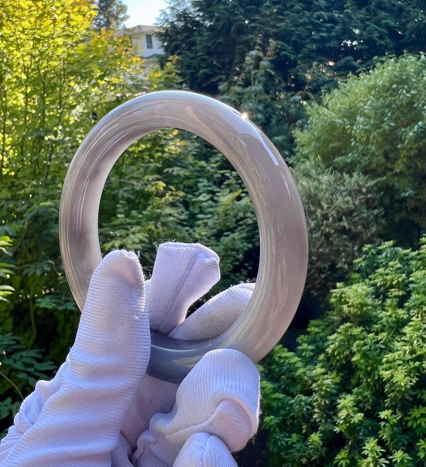 54.8mm Certified natural jade/ old mine purple nephrite bangle /bracelet 紫气东来 天然软玉 老矿烟紫正圈手镯 平安镯 香芋紫双色 老熟料#0389 冰润糯 意境烟紫