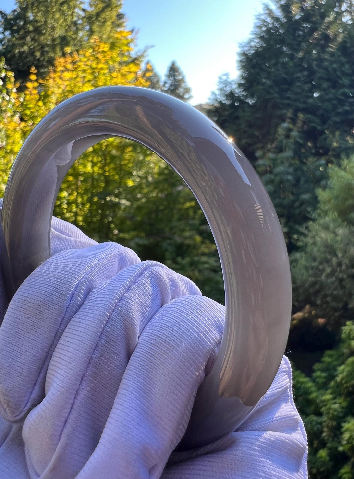 54.8mm Certified natural jade/ old mine purple nephrite bangle /bracelet 紫气东来 天然软玉 老矿烟紫正圈手镯 平安镯 香芋紫双色 老熟料#0389 冰润糯 意境烟紫